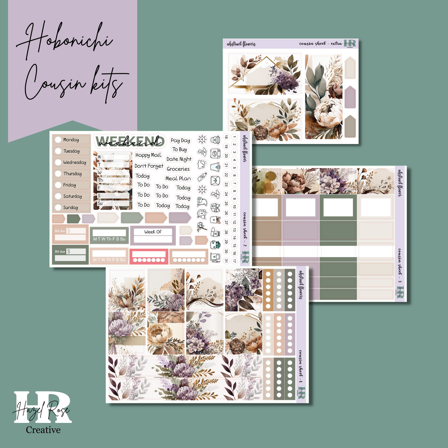 Hobonichi Cousin Weekly kit - Abstract Flowers