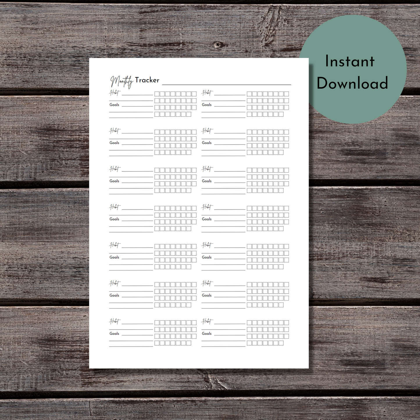 Printable Multiple Habit Tracker planner page - Digital Planner - Goodnotes planner - Planner Inserts - A4 - A5 - Mini Happy Planner - B6