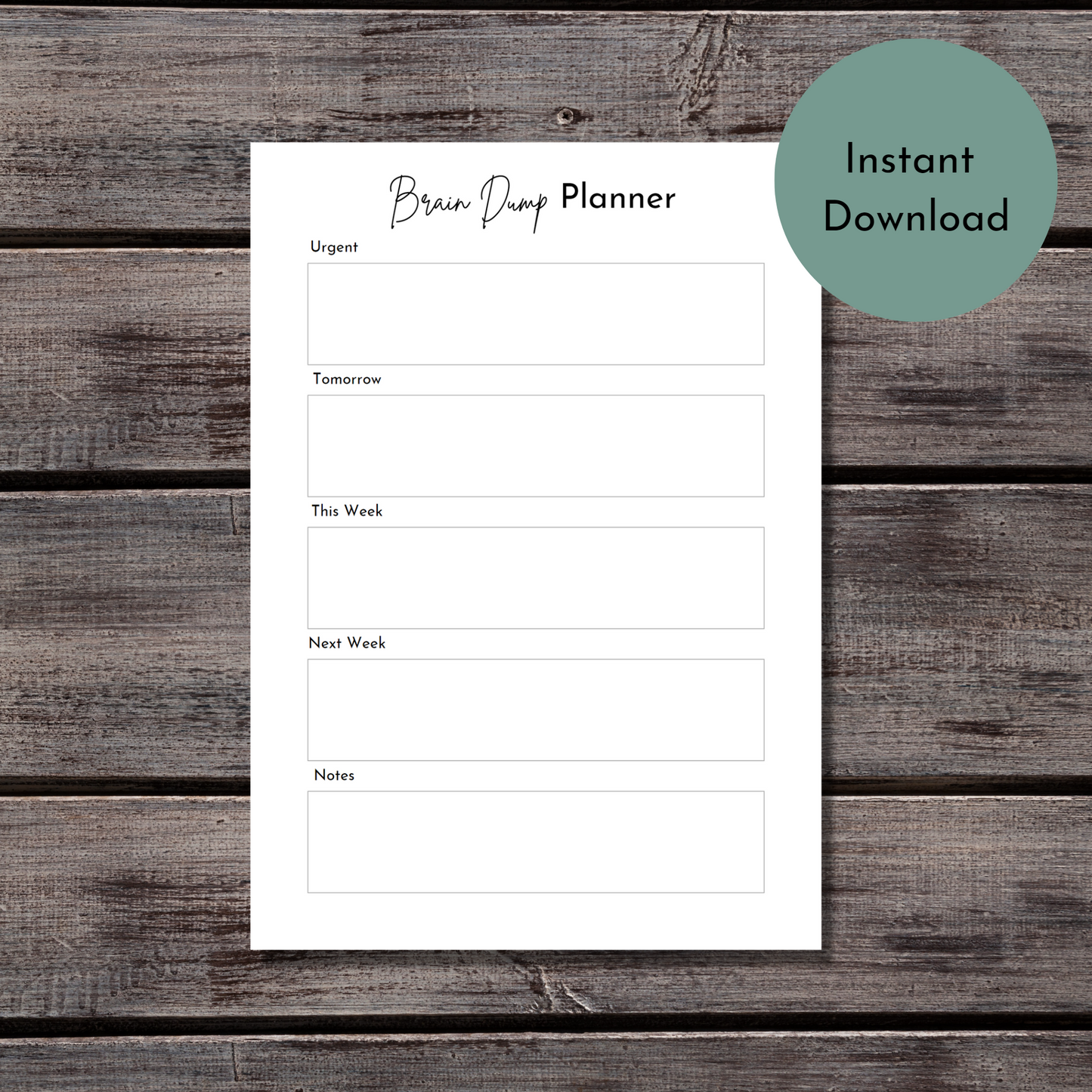 Printable Brain Dump planner - Digital Planner - Goodnotes planner - Planner Inserts - A4 - A5 - Mini Happy Planner - B6