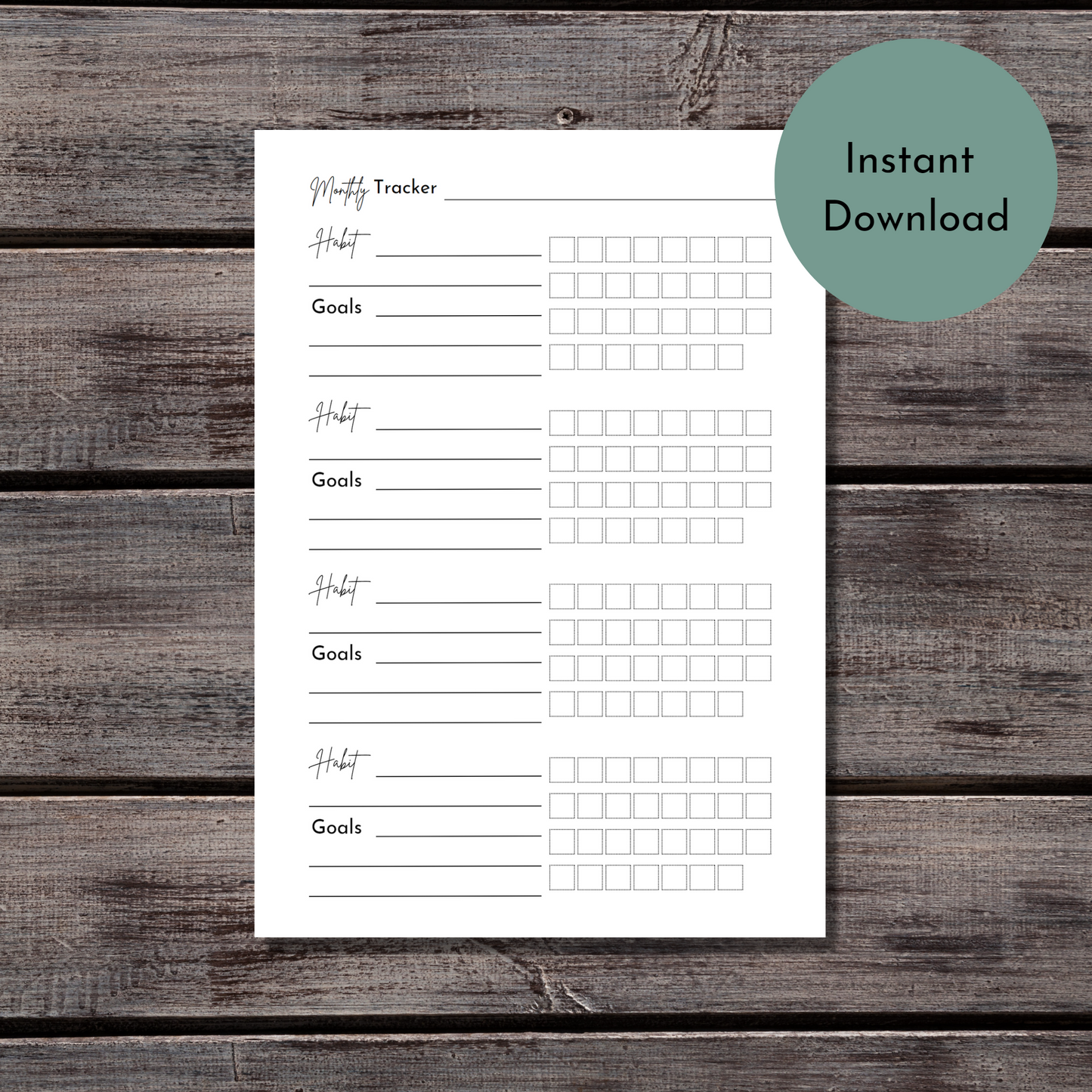 Printable Large habit tracker page - Digital Planner - Goodnotes planner - Planner Inserts - A4 - A5 - Mini Happy Planner - B6
