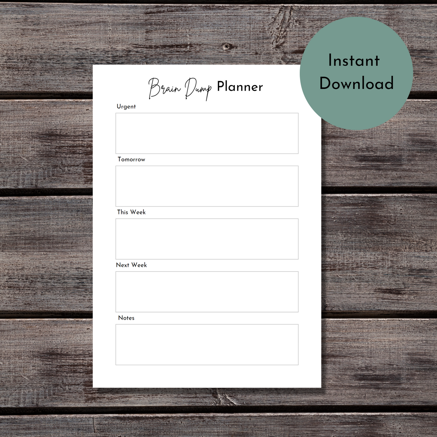 Printable Brain Dump planner - Digital Planner - Goodnotes planner - Planner Inserts - A4 - A5 - Mini Happy Planner - B6