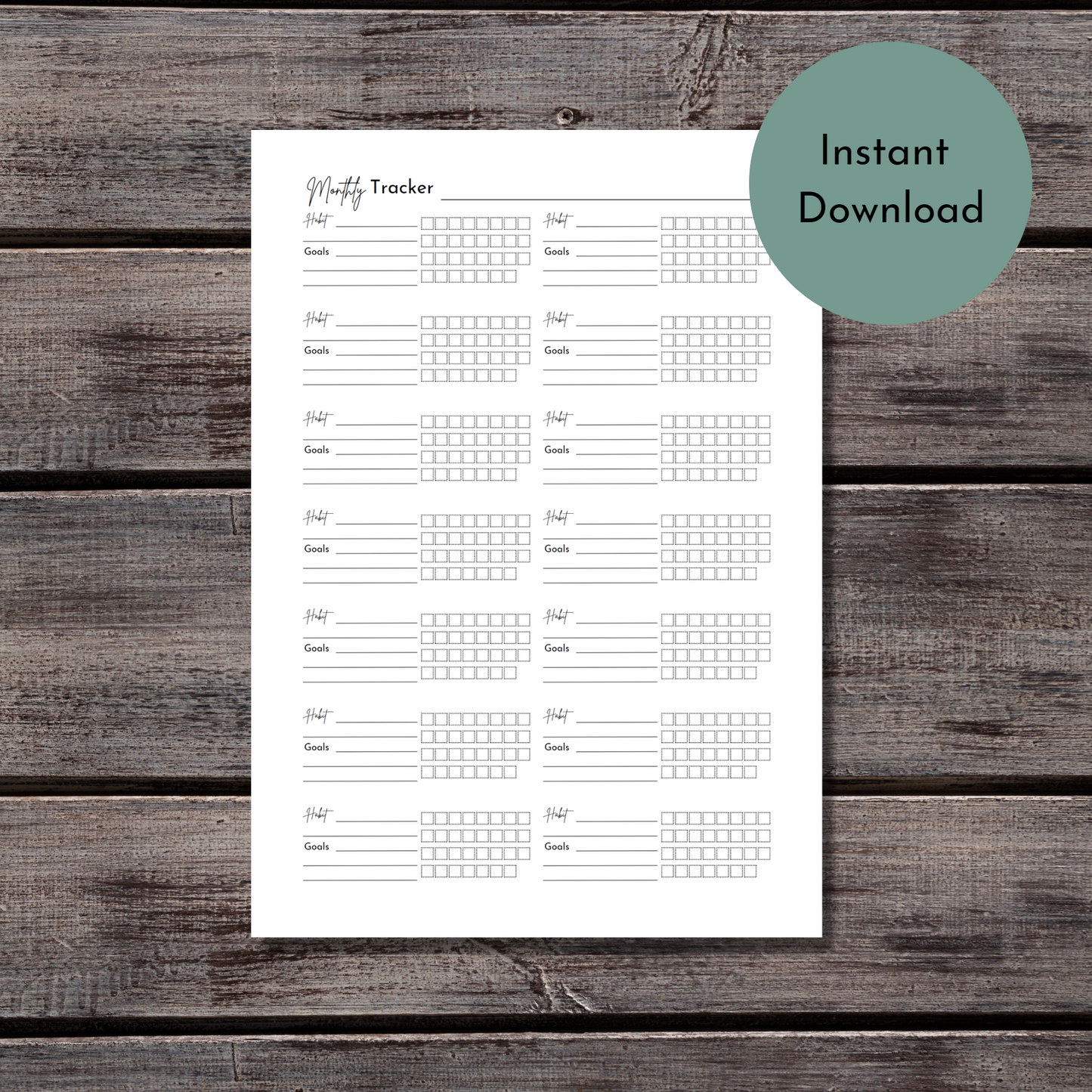 Printable Multiple Habit Tracker planner page - Digital Planner - Goodnotes planner - Planner Inserts - A4 - A5 - Mini Happy Planner - B6
