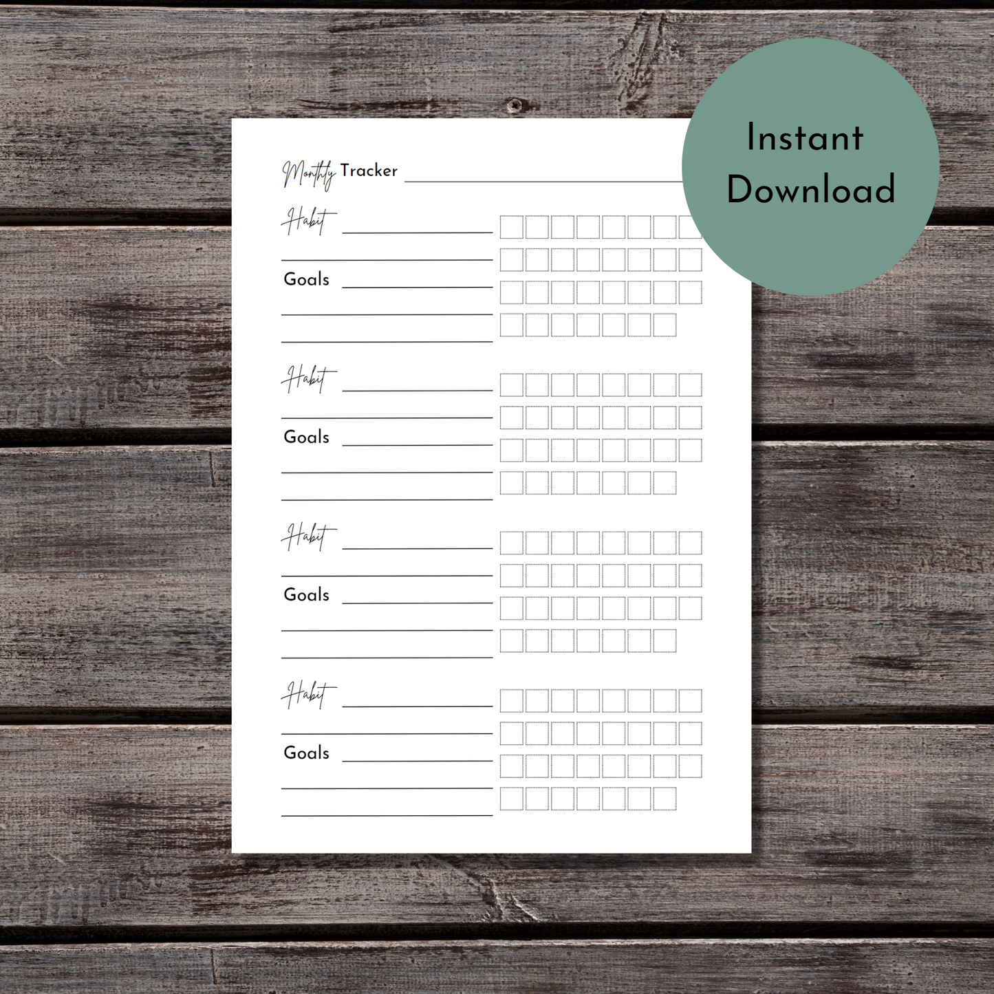 Printable Large habit tracker page - Digital Planner - Goodnotes planner - Planner Inserts - A4 - A5 - Mini Happy Planner - B6