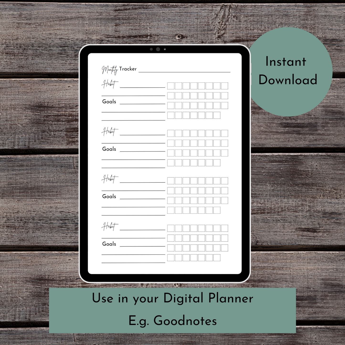 Printable Large habit tracker page - Digital Planner - Goodnotes planner - Planner Inserts - A4 - A5 - Mini Happy Planner - B6