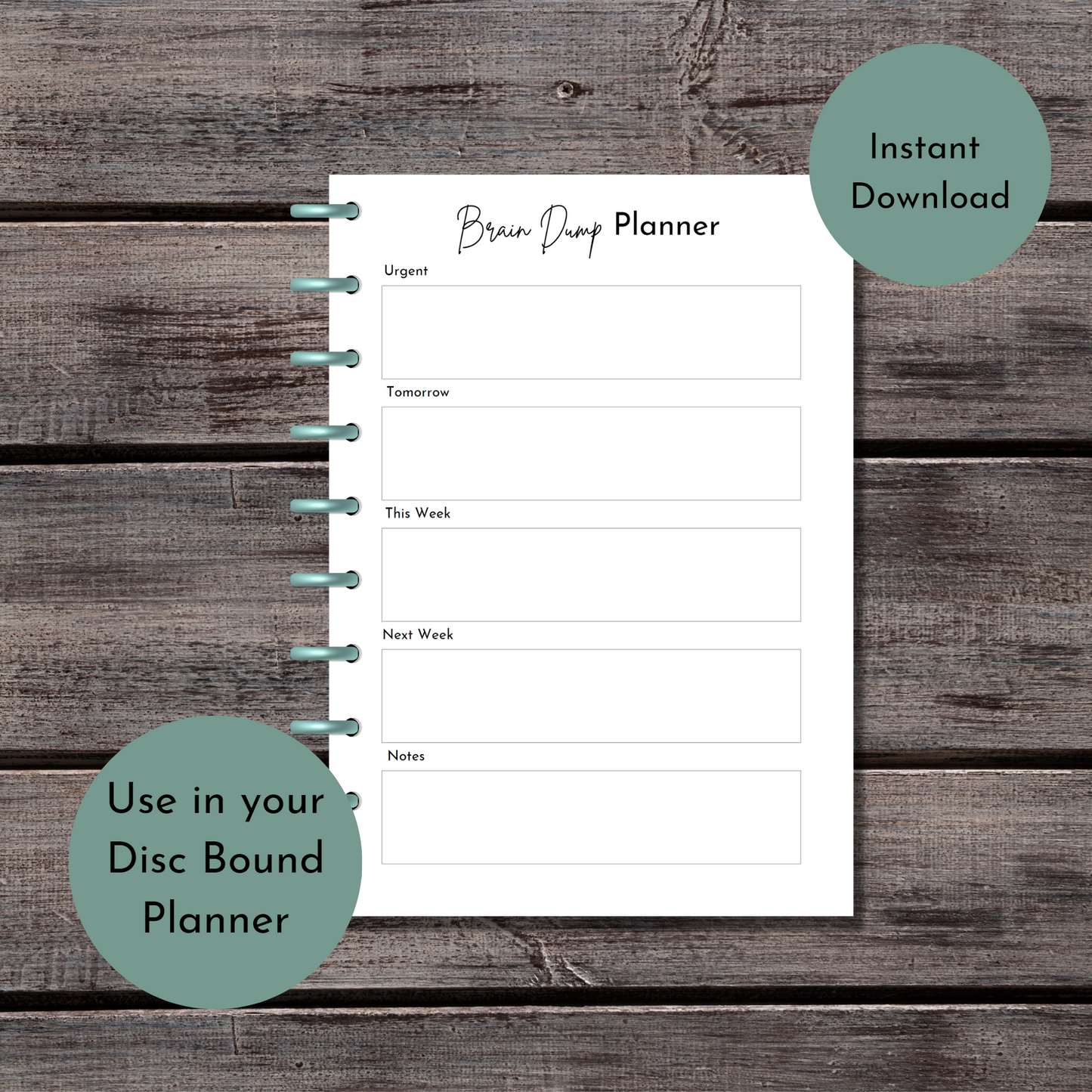 Printable Brain Dump planner - Digital Planner - Goodnotes planner - Planner Inserts - A4 - A5 - Mini Happy Planner - B6