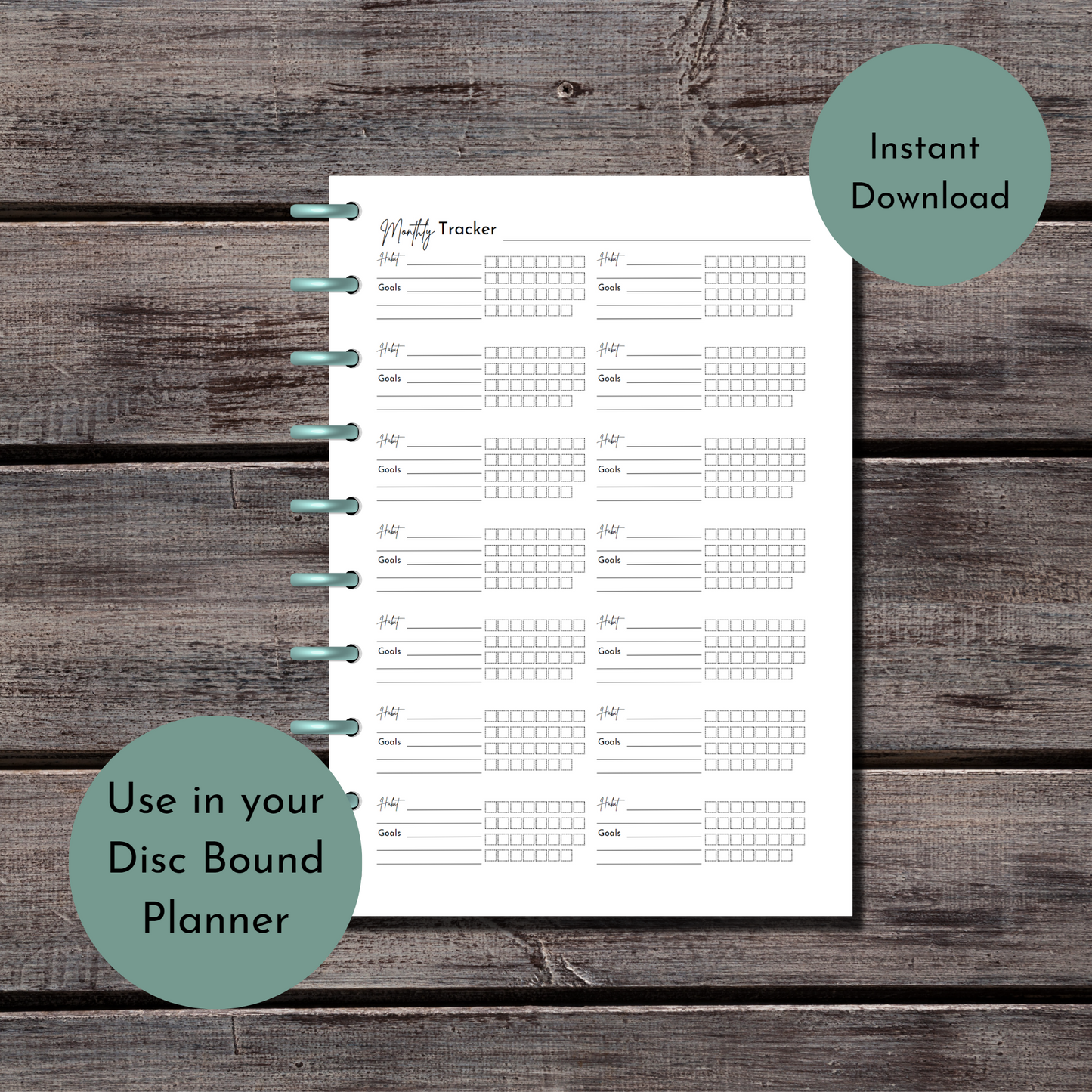 Printable Multiple Habit Tracker planner page - Digital Planner - Goodnotes planner - Planner Inserts - A4 - A5 - Mini Happy Planner - B6