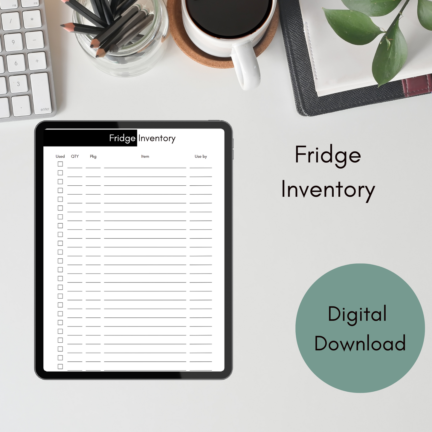 Printable Meal Planner & Kitchen Inventory planner - digital download - printable planner - A4 size - Instant Download