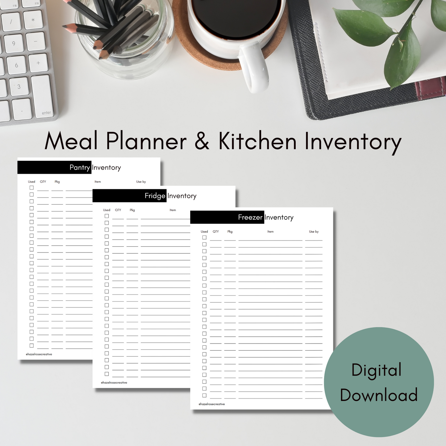 Printable Kitchen Inventory planner - digital download - printable planner - A4 size - Instant Download