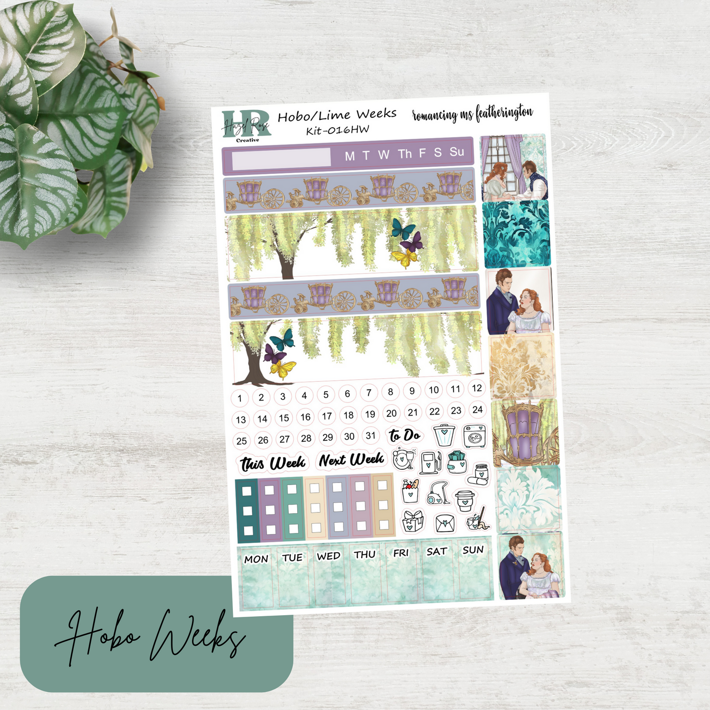 Hobo Weeks Weekly Sticker Kit - Romancing Ms Featherington
