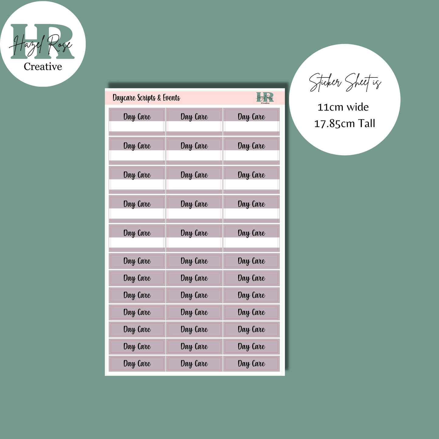 Daycare script header and events box