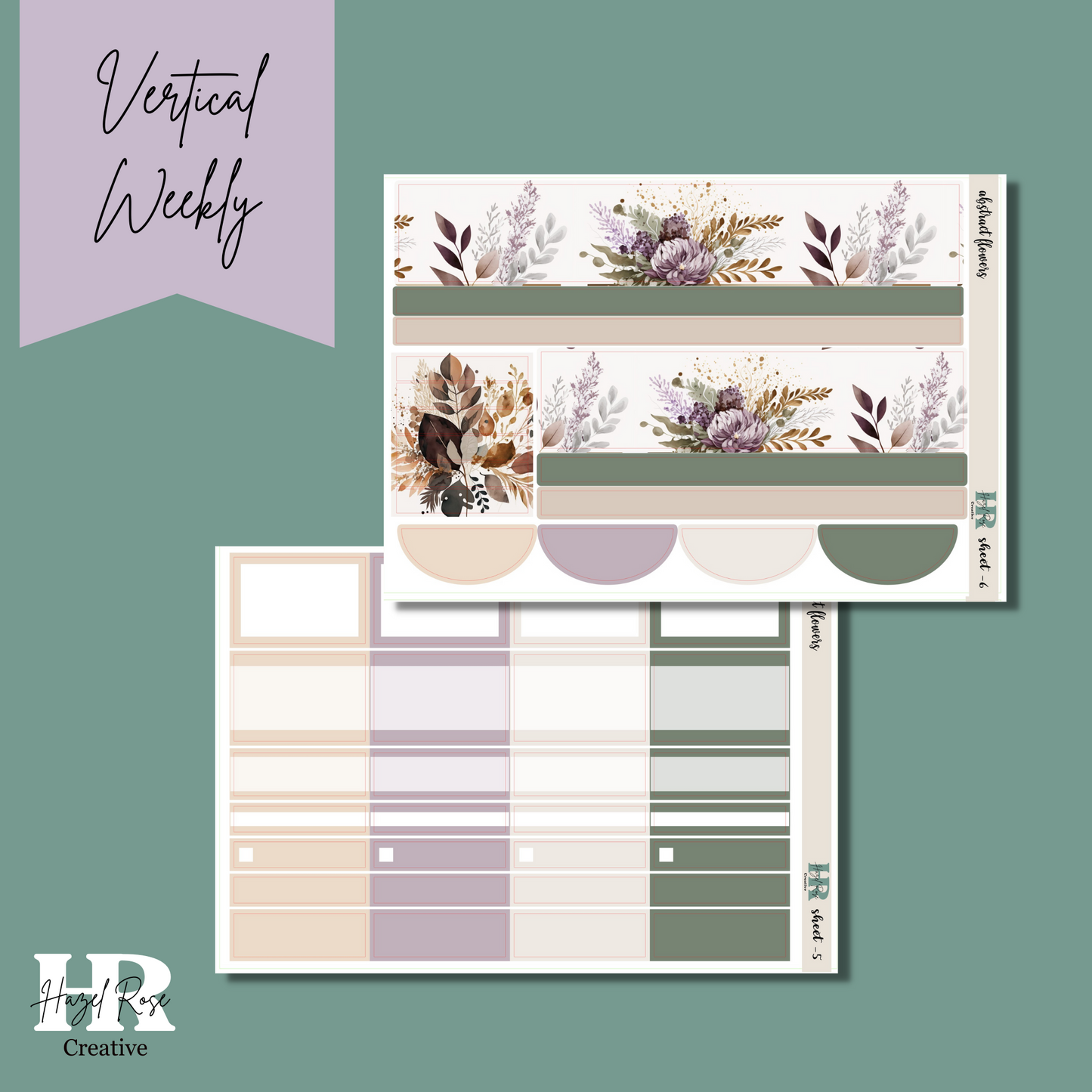 Vertical Weekly Sticker Kit - Abstract Flowers