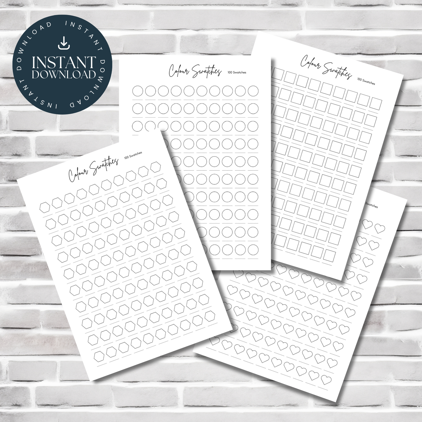 Blank Colour Swatch pages, printable, print at home