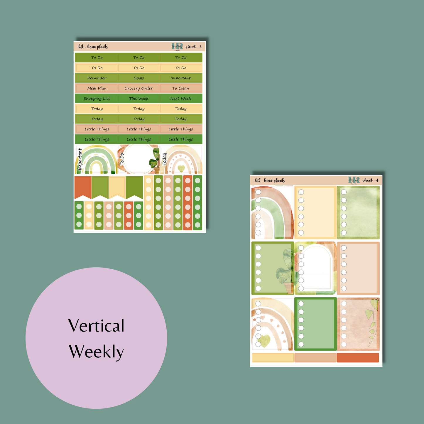 Vertical Weekly Sticker Kit - Home Plants