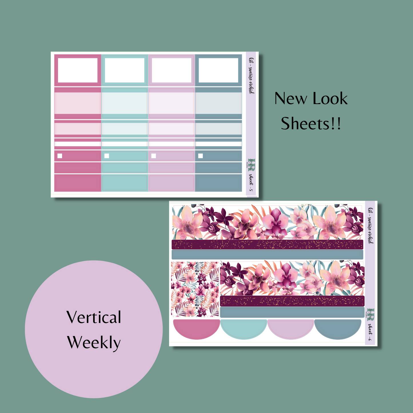 Vertical Weekly Sticker Kit - Sunrise Orchid