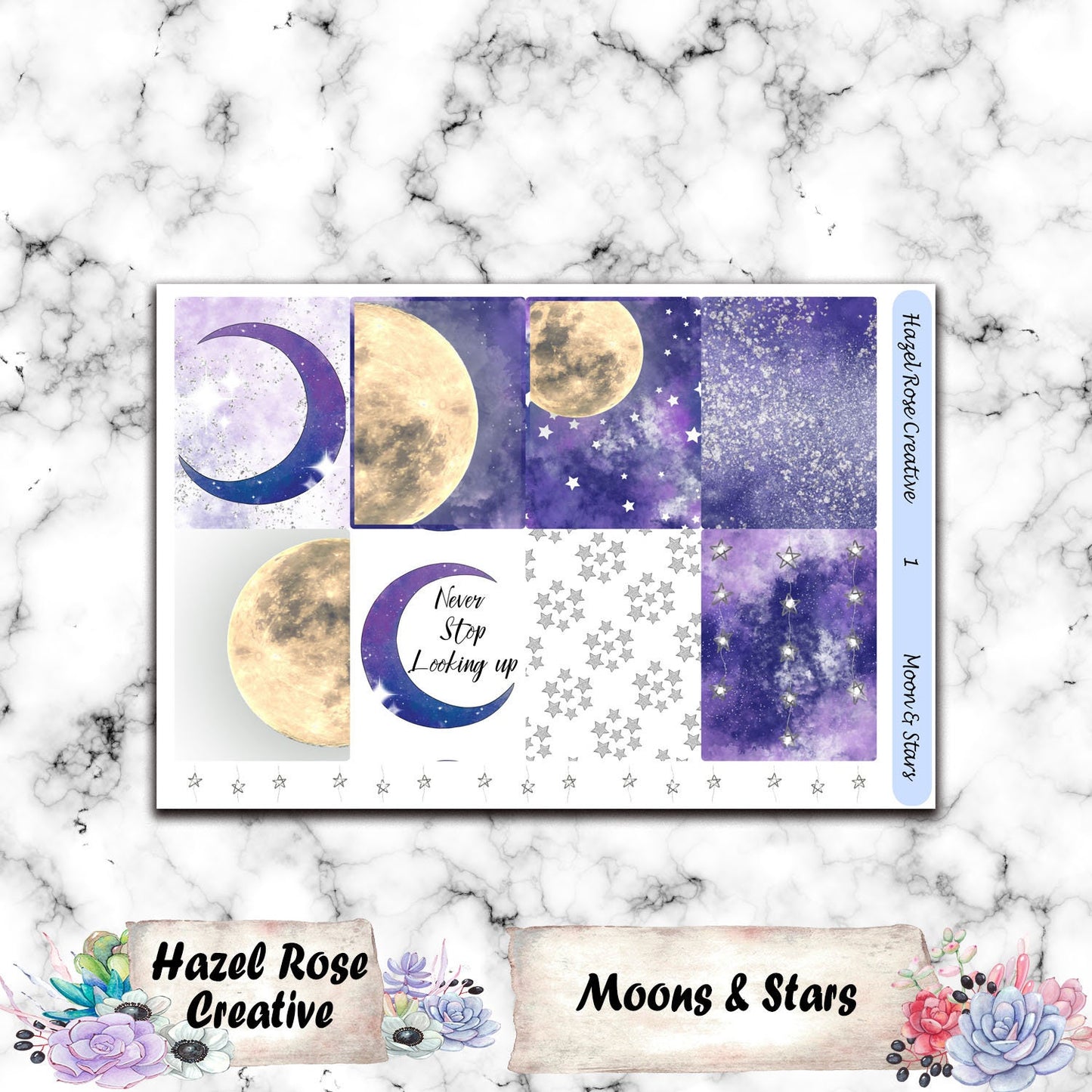 Vertical Weekly Sticker Kit - Moon & Stars