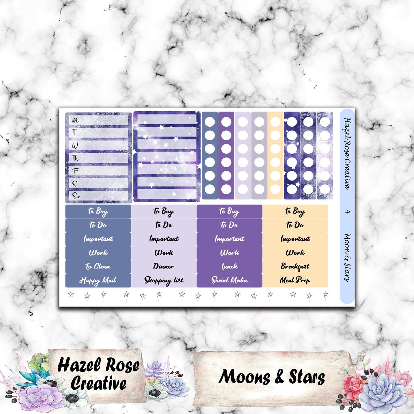 Vertical Weekly Sticker Kit - Moon & Stars