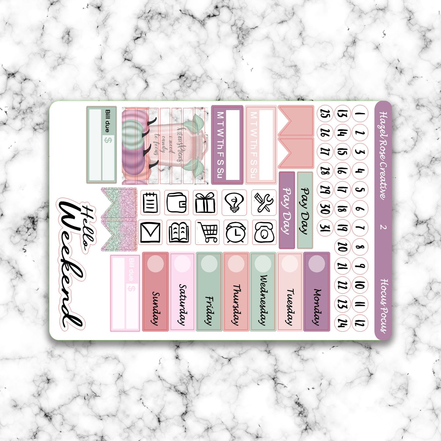 Vertical Weekly Sticker Kit - Hocus Pocus