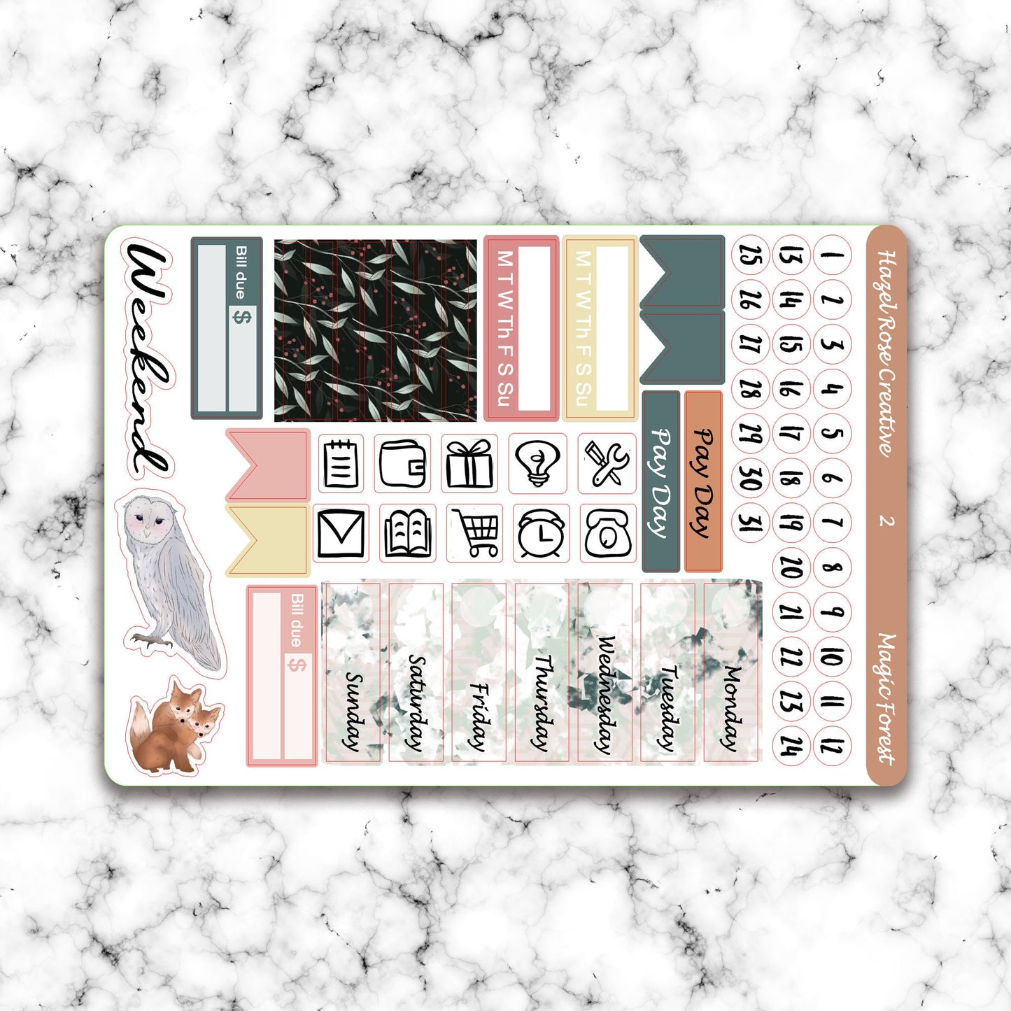Vertical Weekly Sticker Kit - Magic Forest