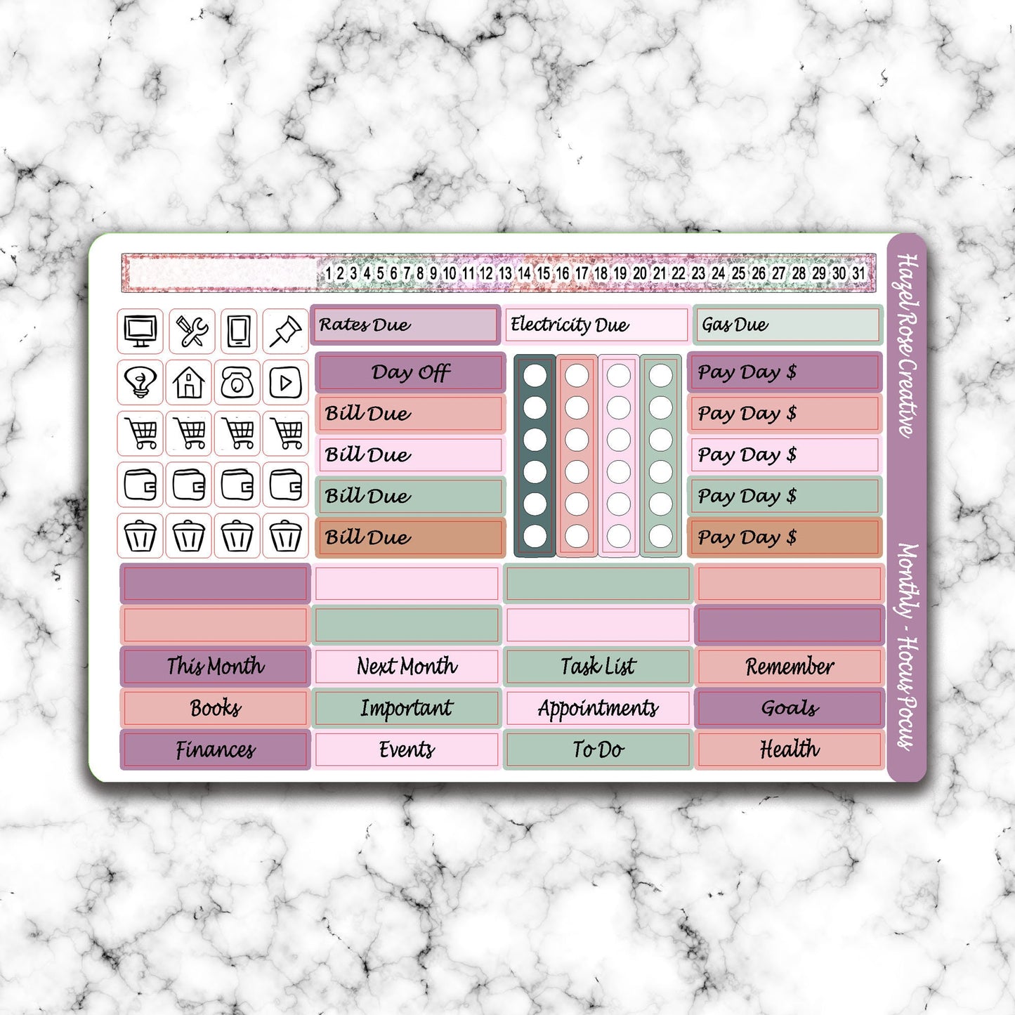 Monthly View Sticker Kit- Hocus Pocus