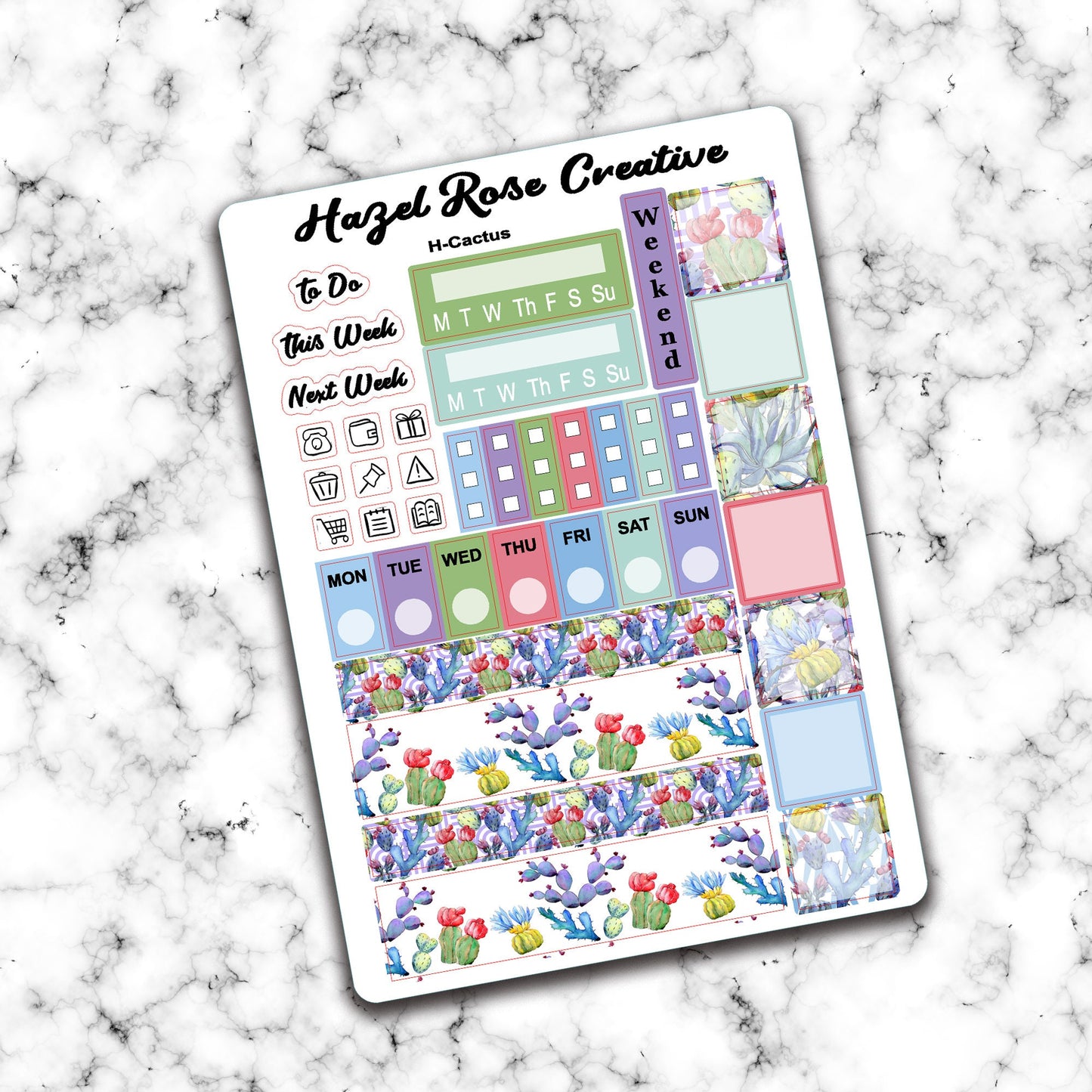 Hobo Weeks Weekly Sticker Kit - Cactus