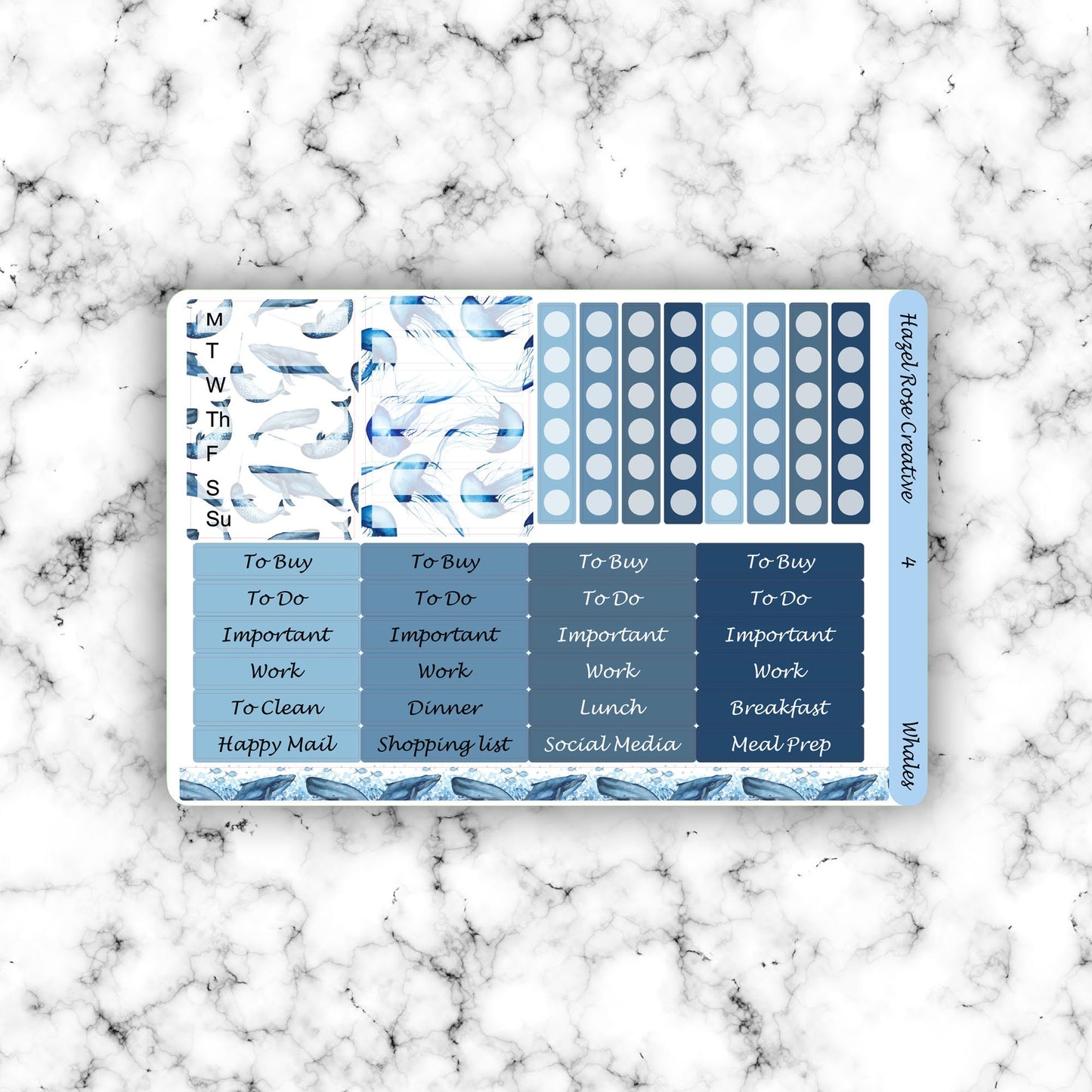 Vertical Weekly Sticker Kit - Whales