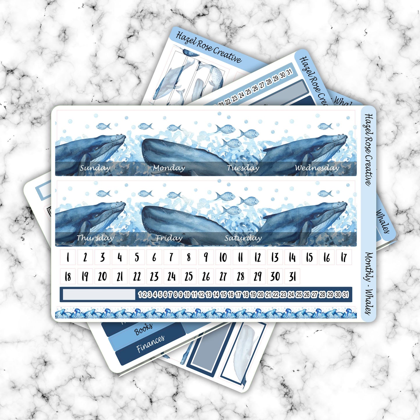 Monthly View Sticker Kit - Whales