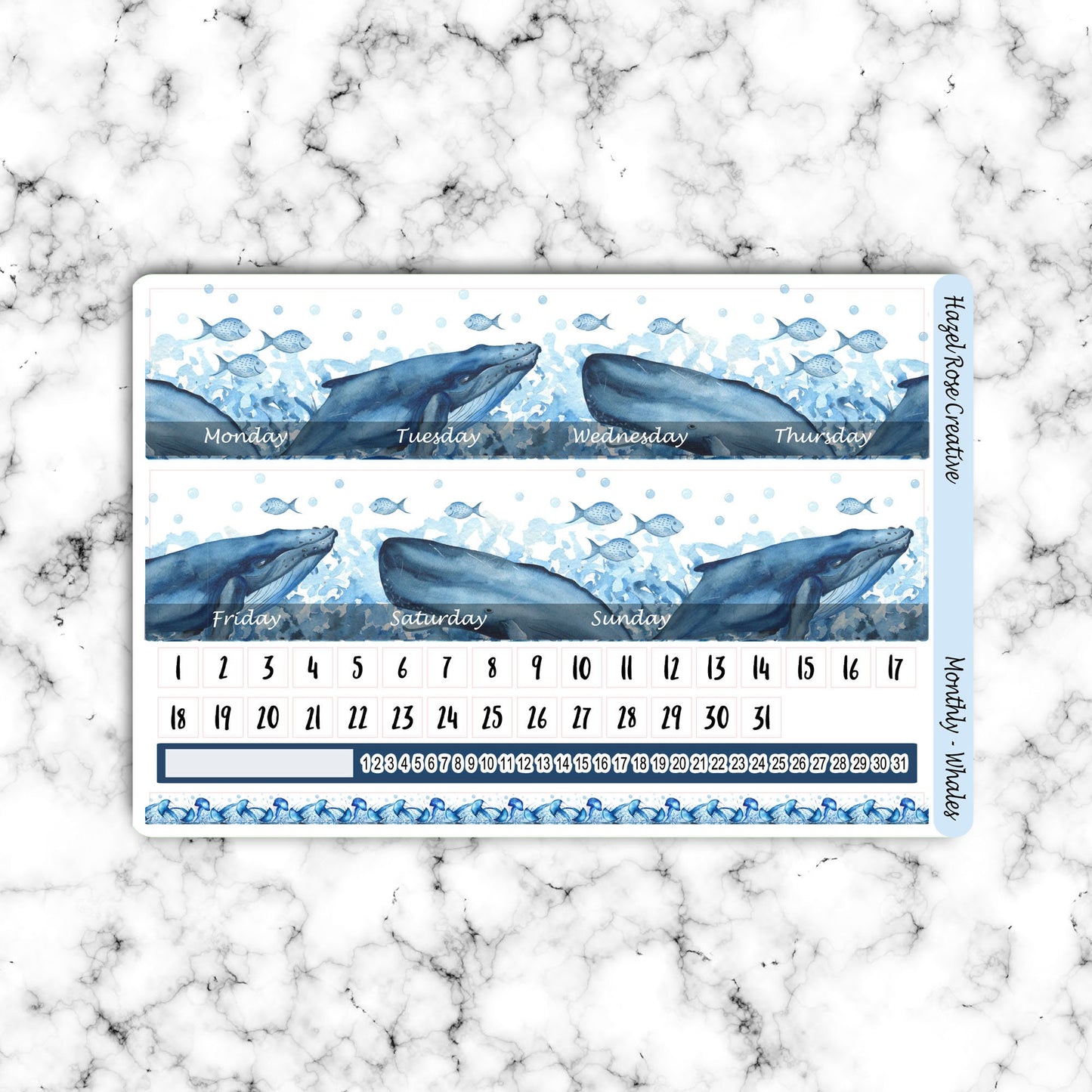 Monthly View Sticker Kit - Whales