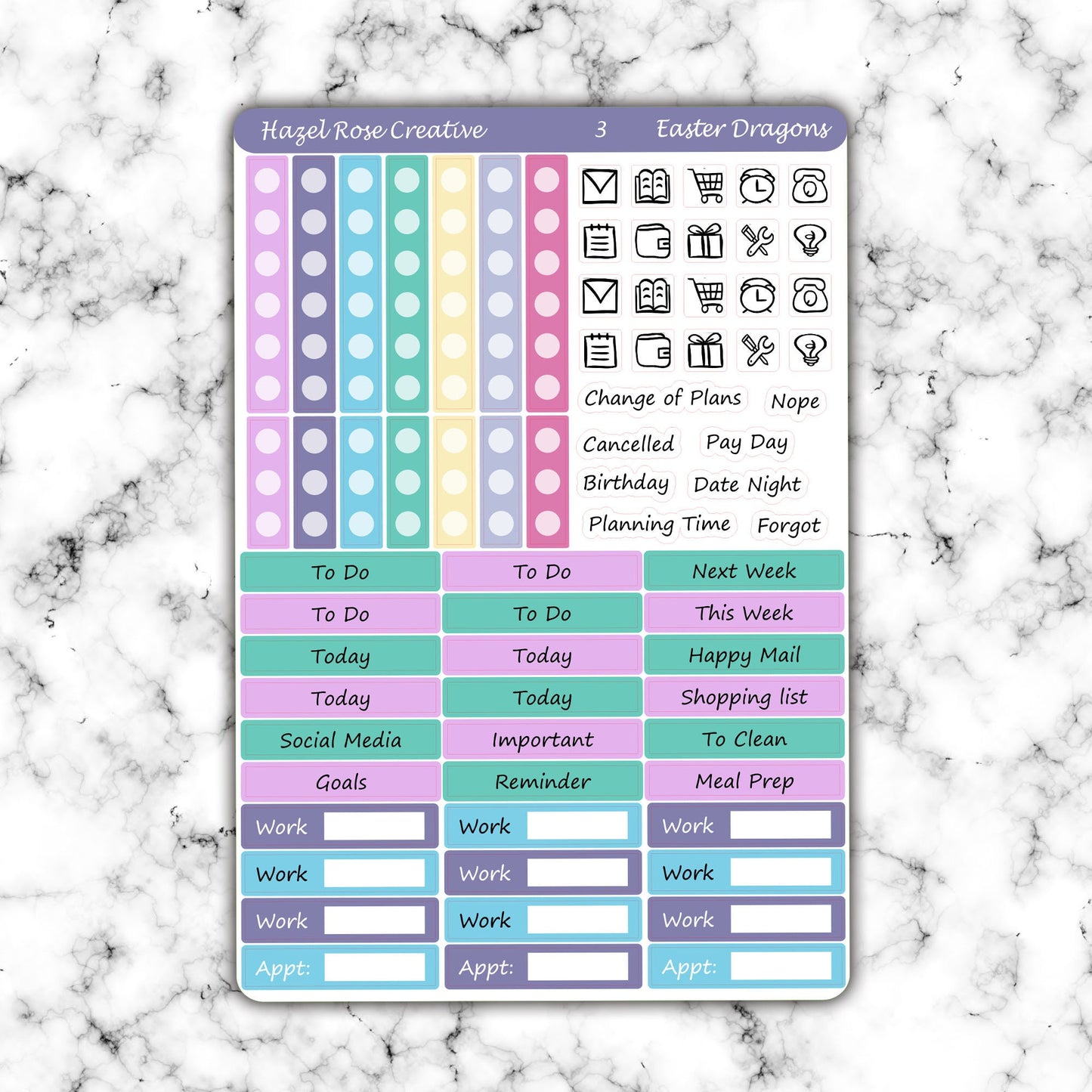 Vertical Weekly Sticker Kit - Easter Dragon