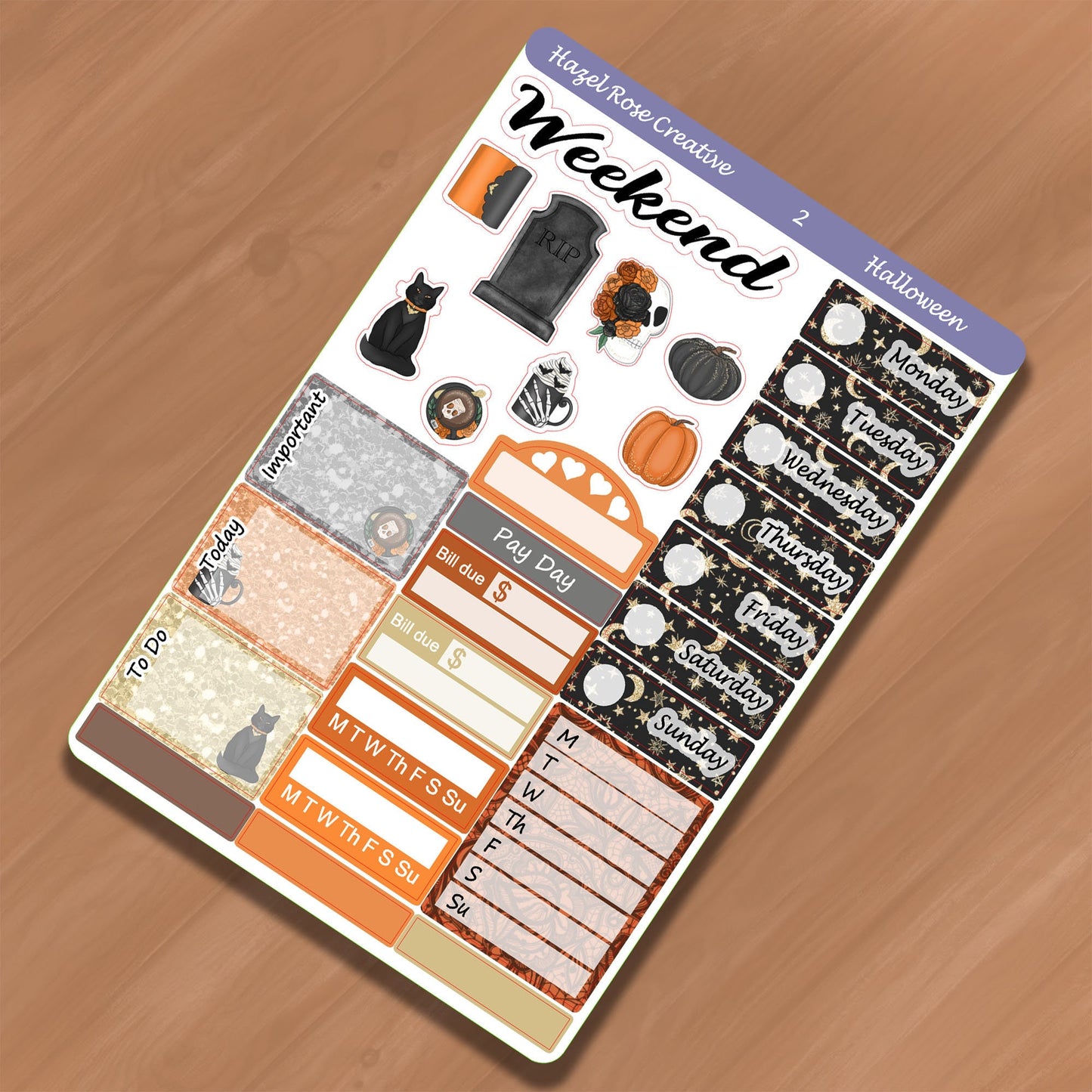 Vertical Weekly Sticker Kit - Halloween