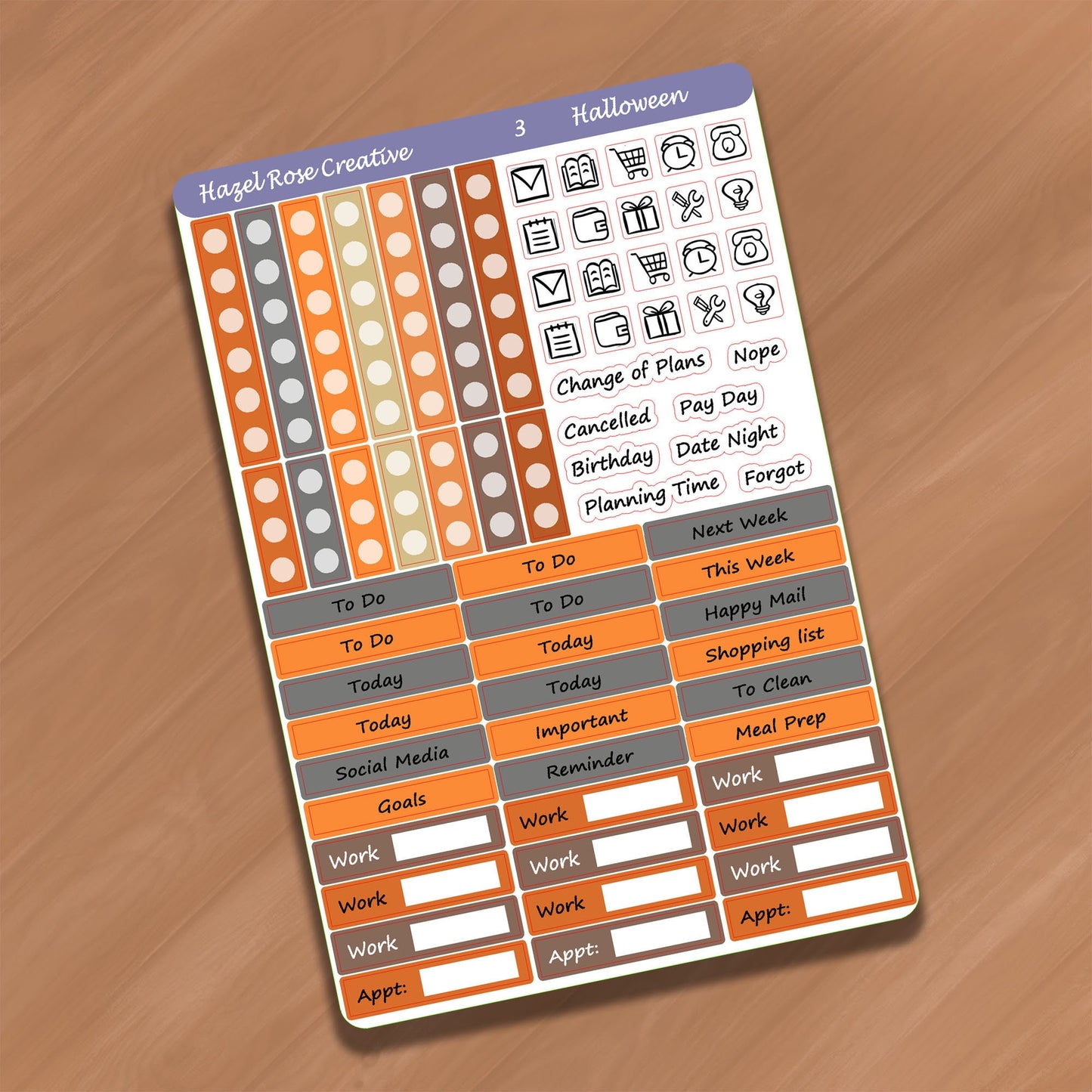 Vertical Weekly Sticker Kit - Halloween