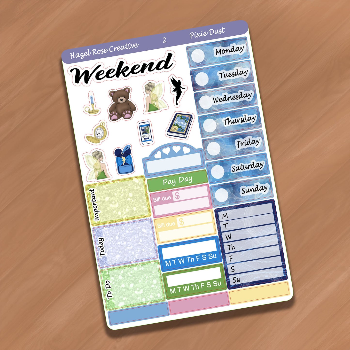 Vertical Weekly Sticker Kit - Pixie Dust