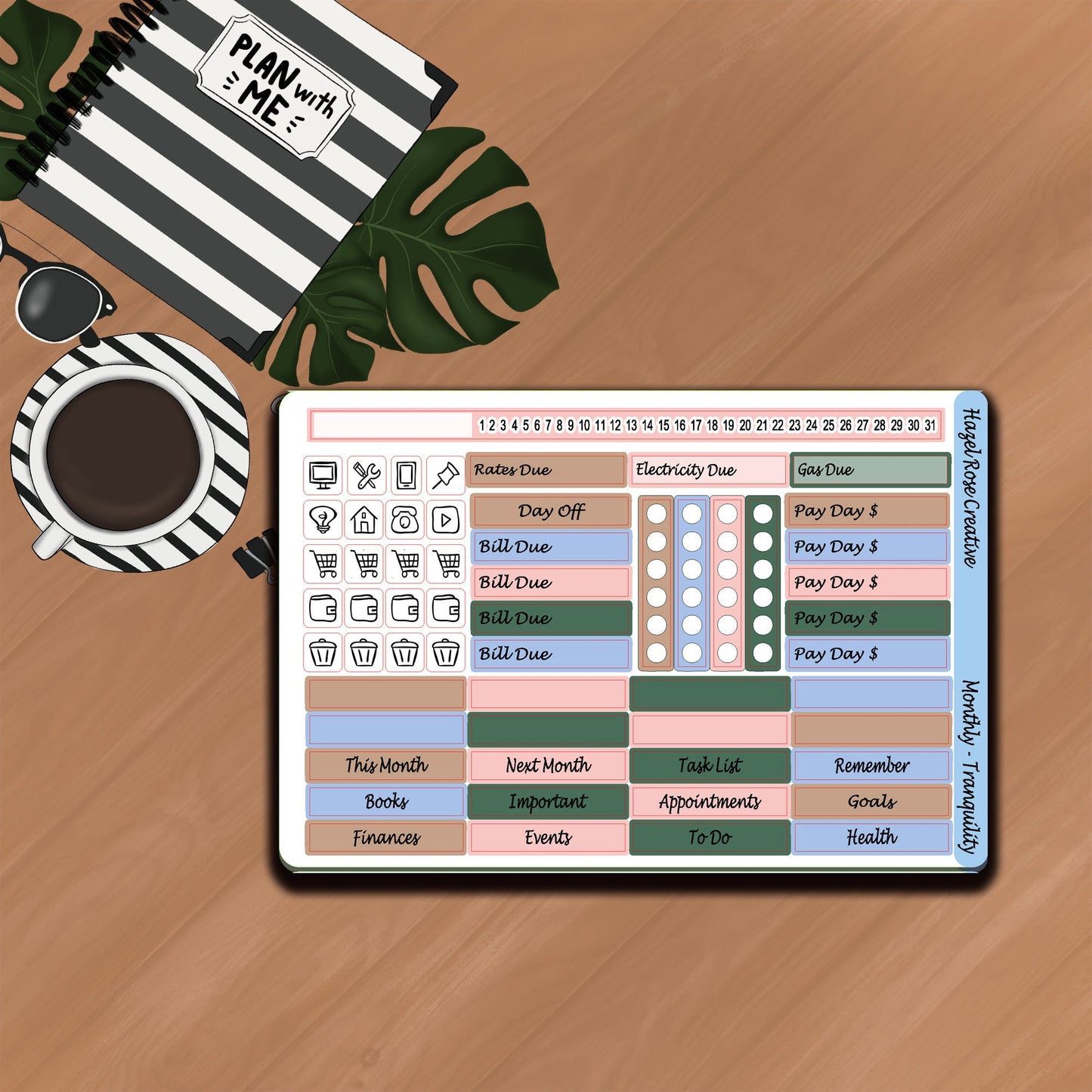 Monthly Kit Whistle & Birch Planner- Tranquillity