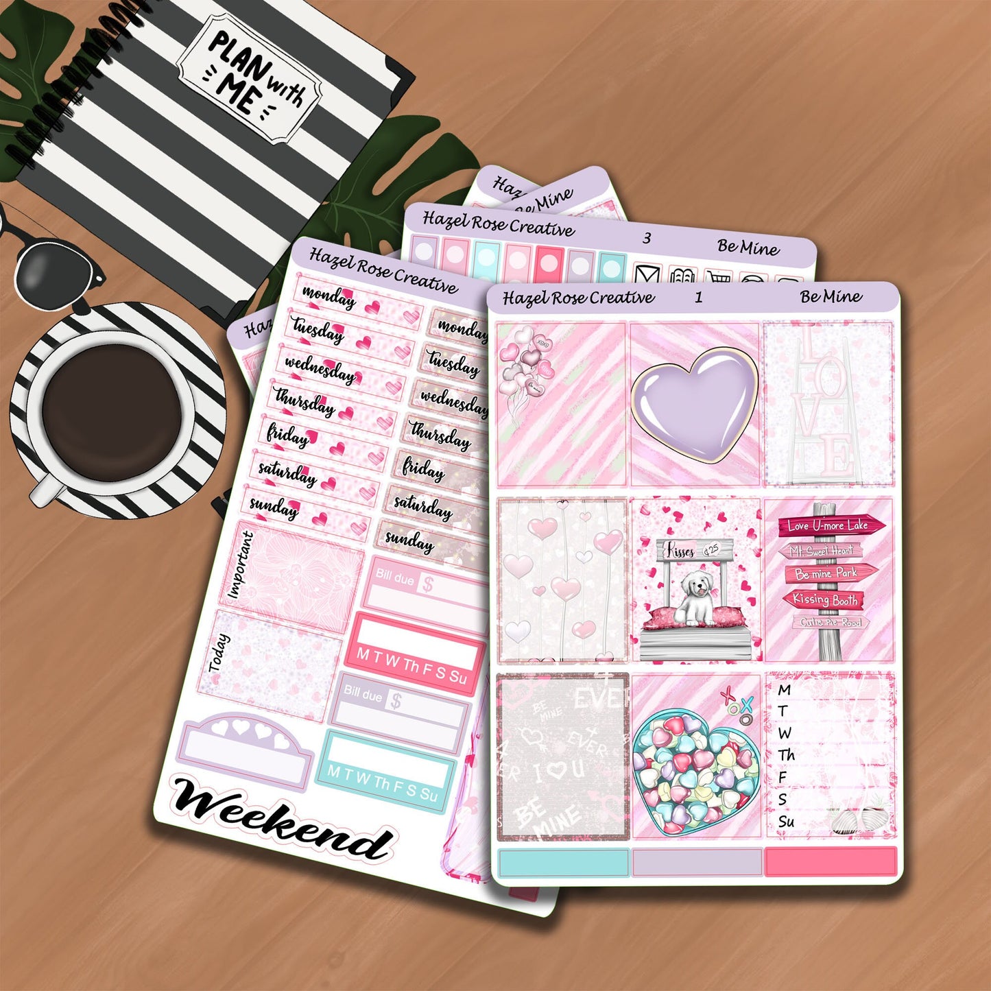 Vertical Weekly Sticker Kit - Be Mine