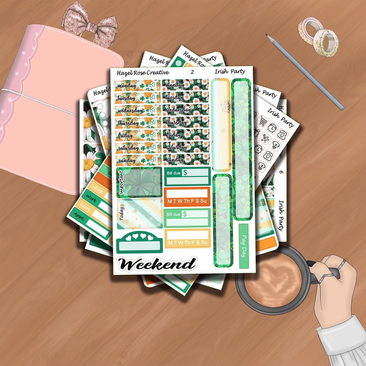 Vertical Weekly Sticker Kit - Irish Luck
