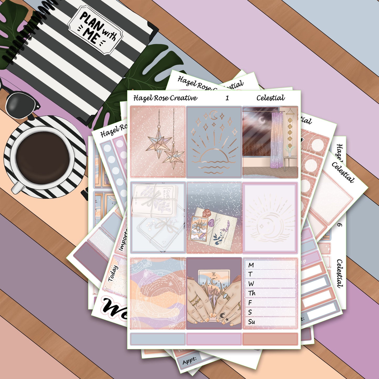 Vertical Weekly Sticker Kit - Celestial