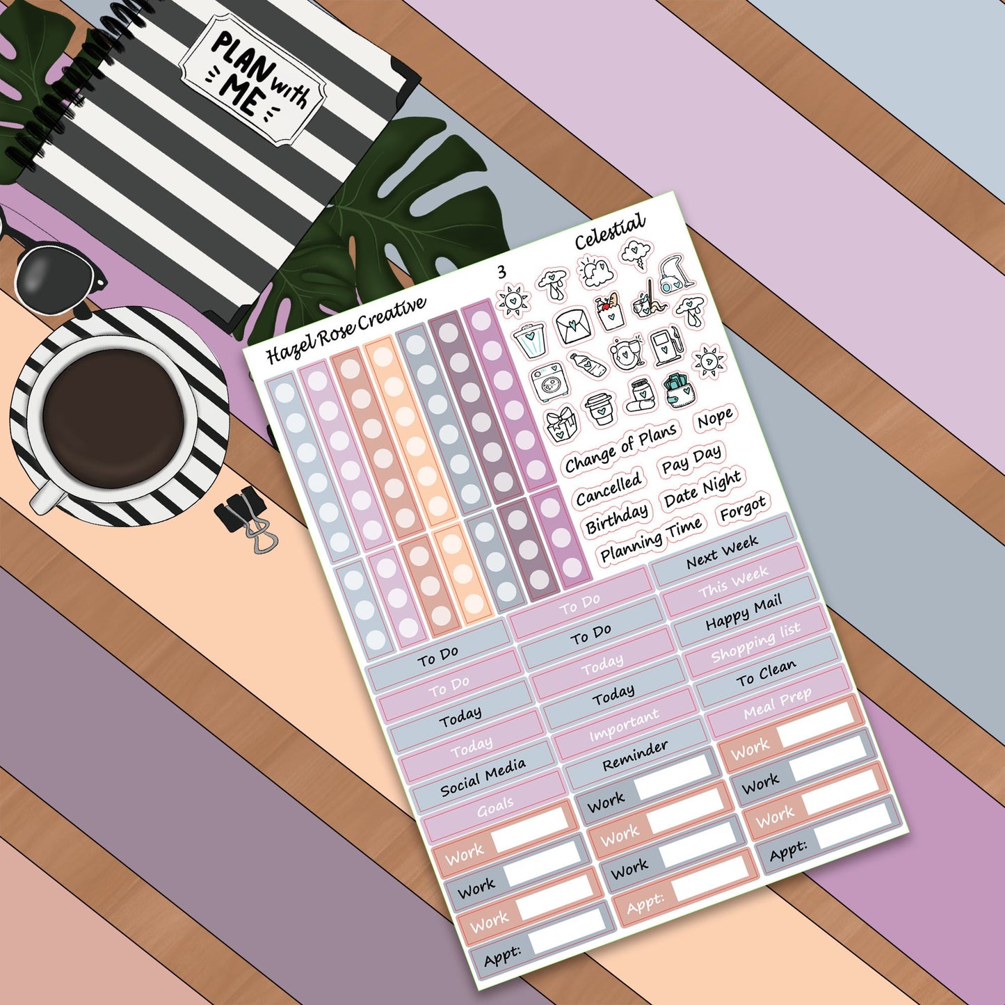 Vertical Weekly Sticker Kit - Celestial