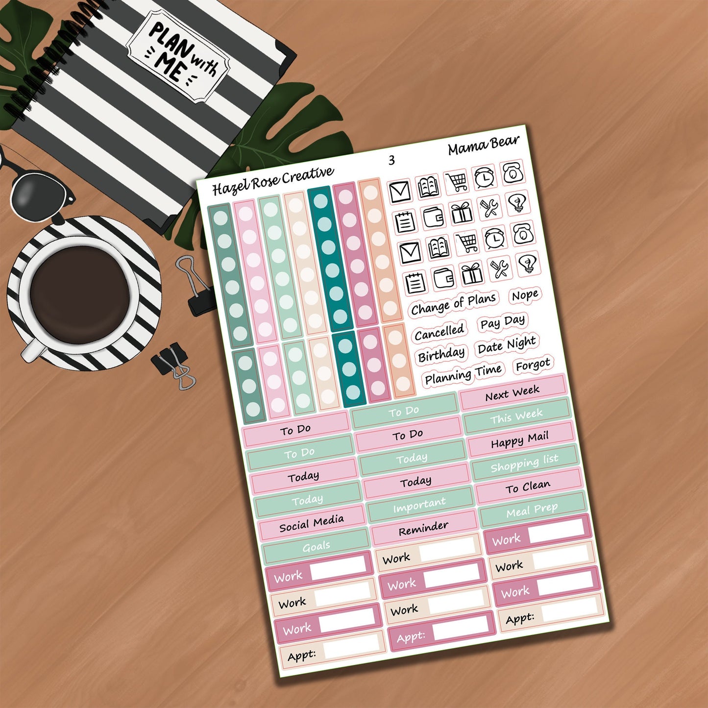 Vertical Weekly Sticker Kit - Mama Bear