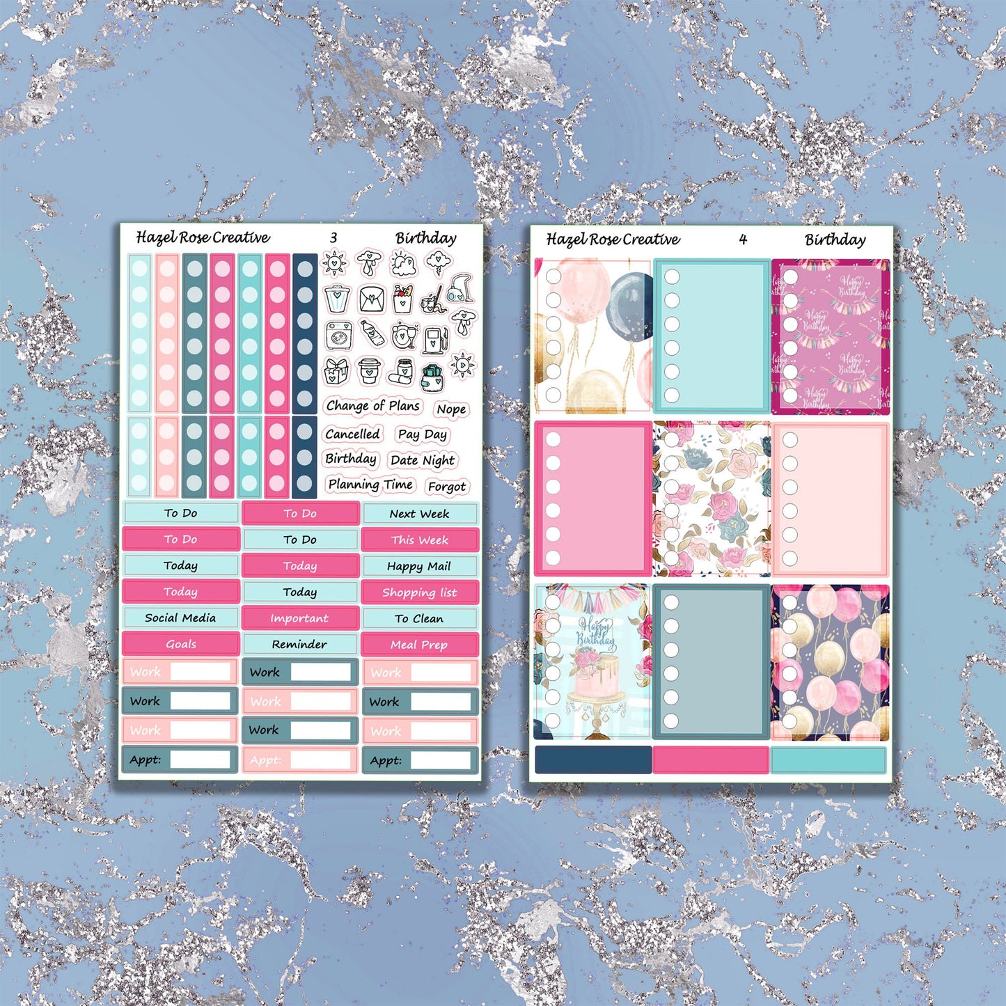 Vertical Weekly sticker kit - Birthday
