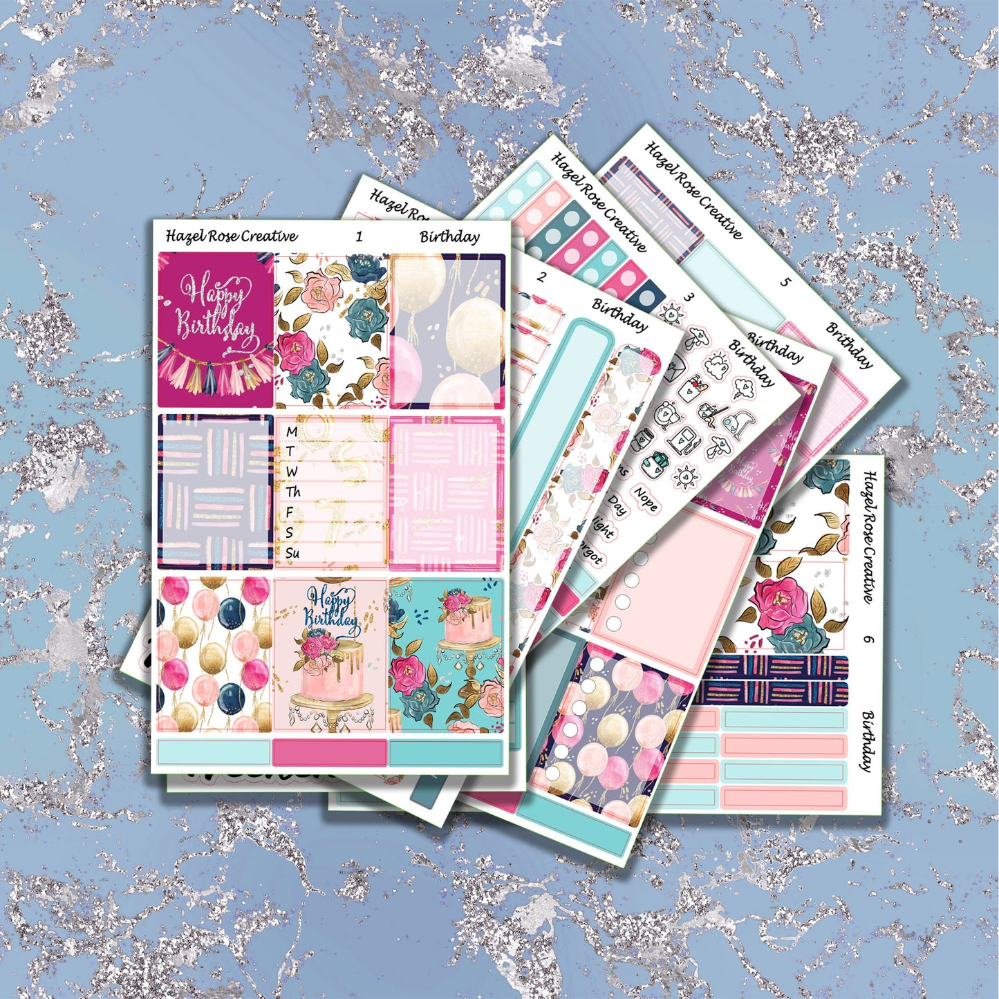 Vertical Weekly sticker kit - Birthday