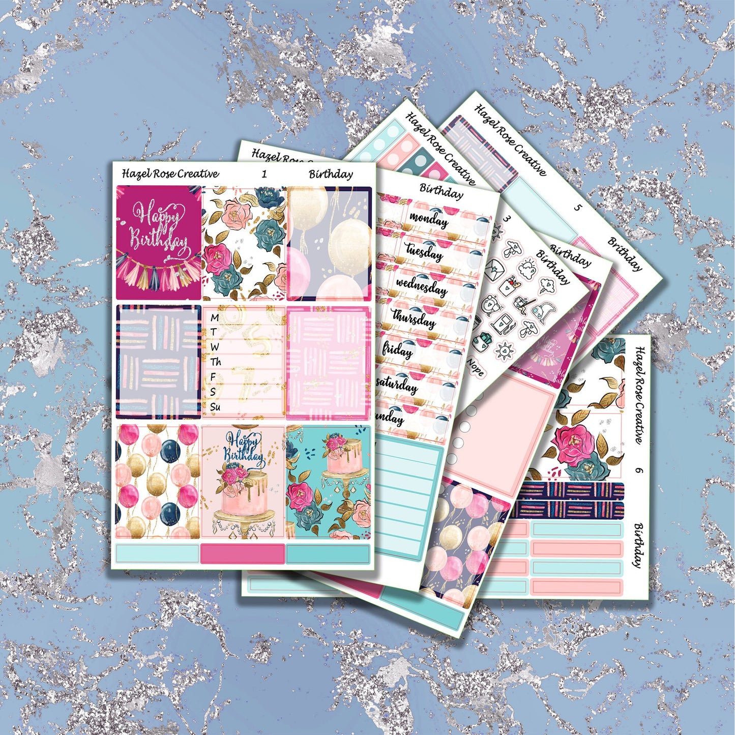 Vertical Weekly sticker kit - Birthday