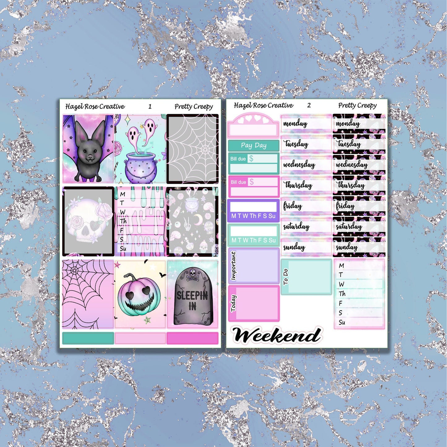 Vertical Weekly sticker kit - Pretty Creepy