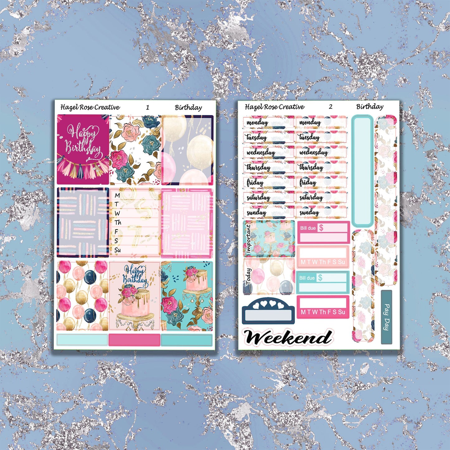 Vertical Weekly sticker kit - Birthday