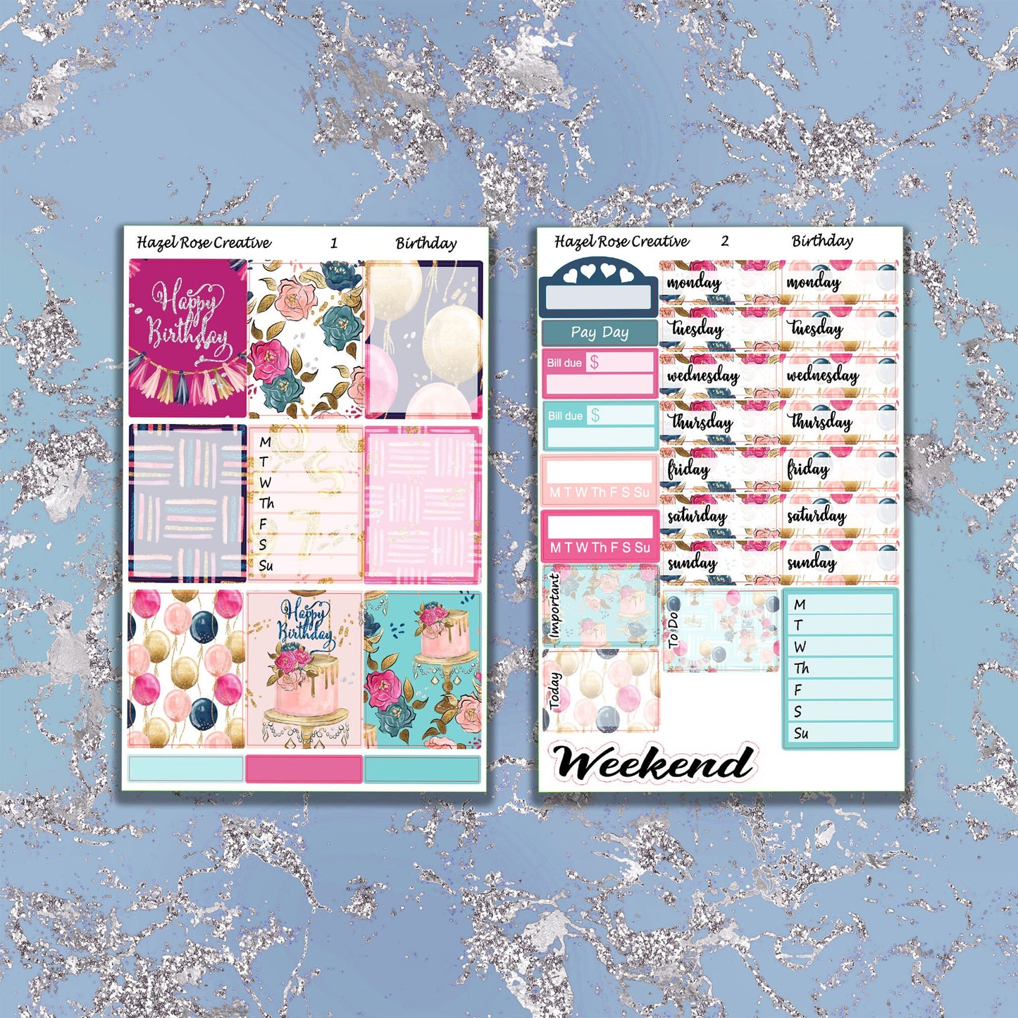 Vertical Weekly sticker kit - Birthday