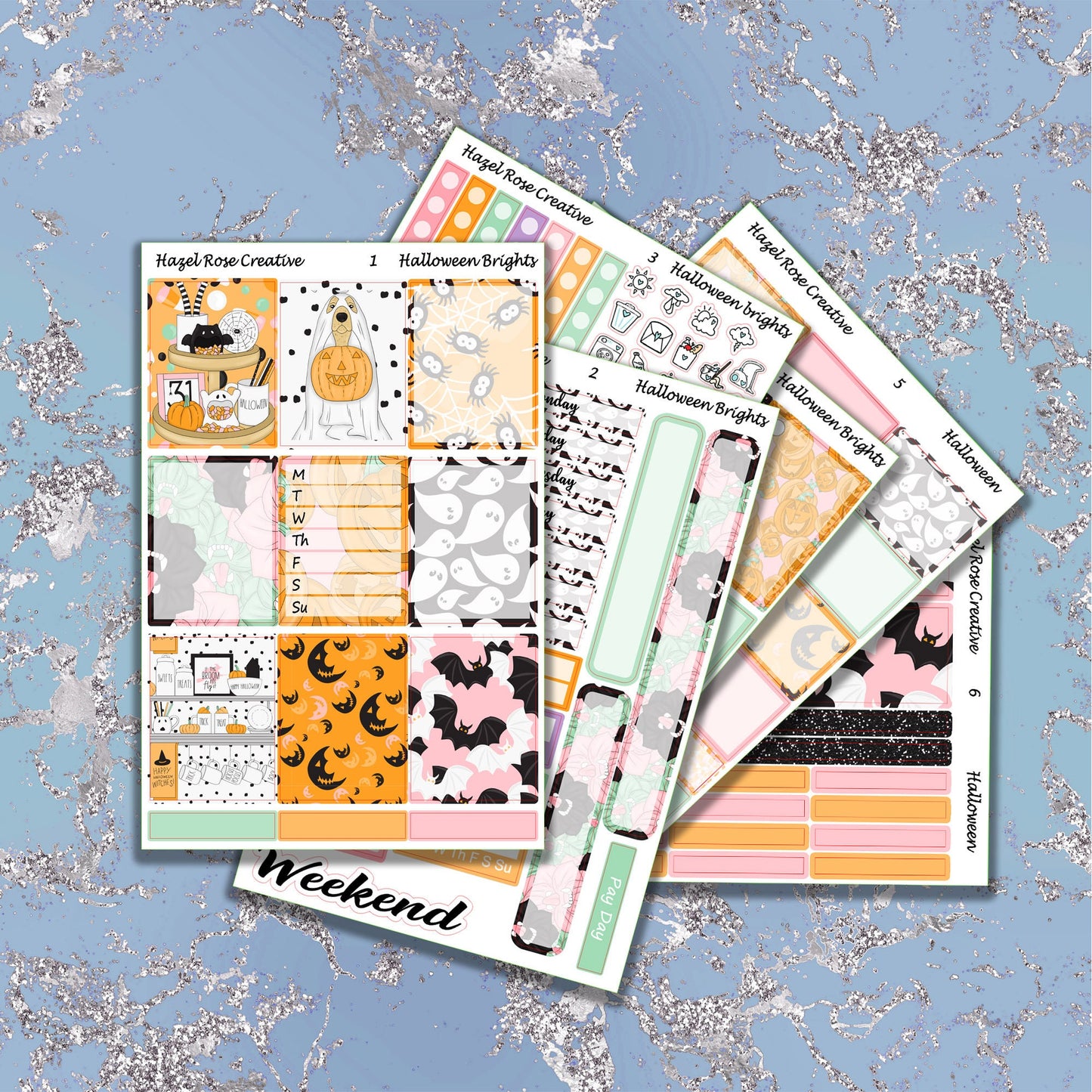 Vertical Weekly sticker kit - Halloween Brights