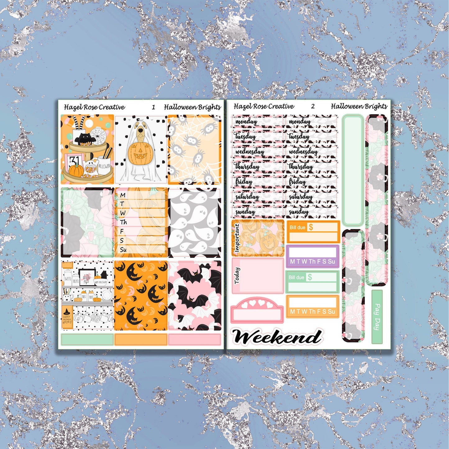 Vertical Weekly sticker kit - Halloween Brights