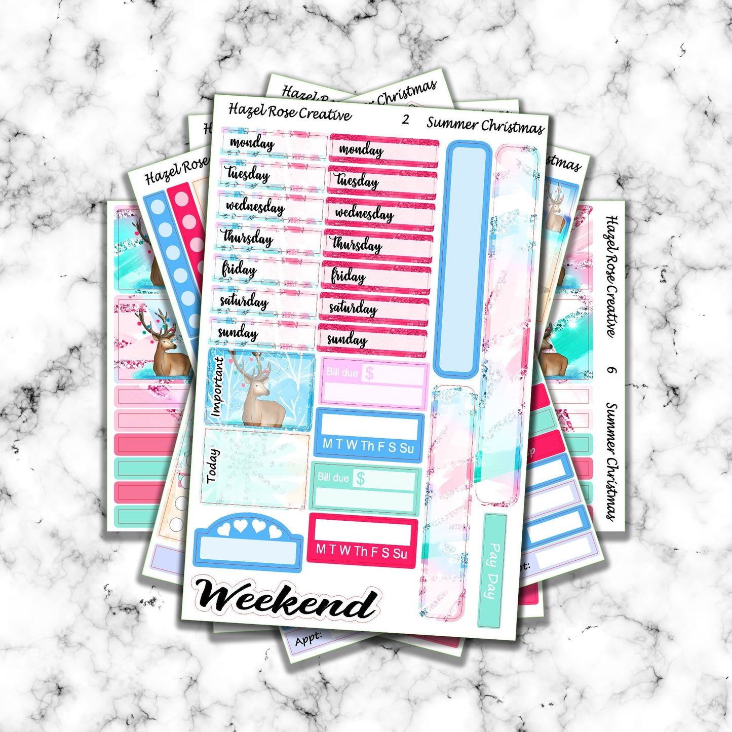 Vertical Weekly sticker kit - Summer Christmas