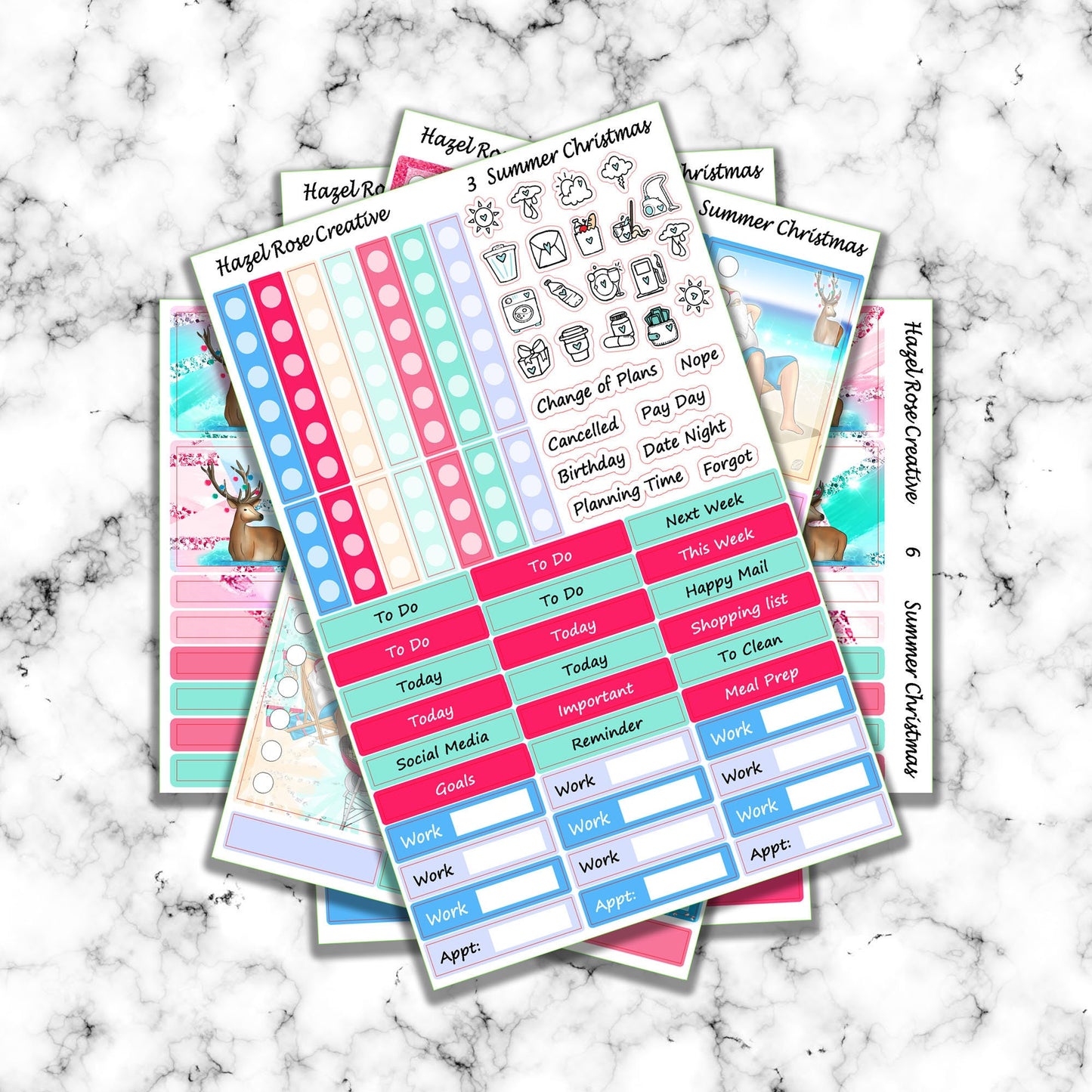 Vertical Weekly sticker kit - Summer Christmas