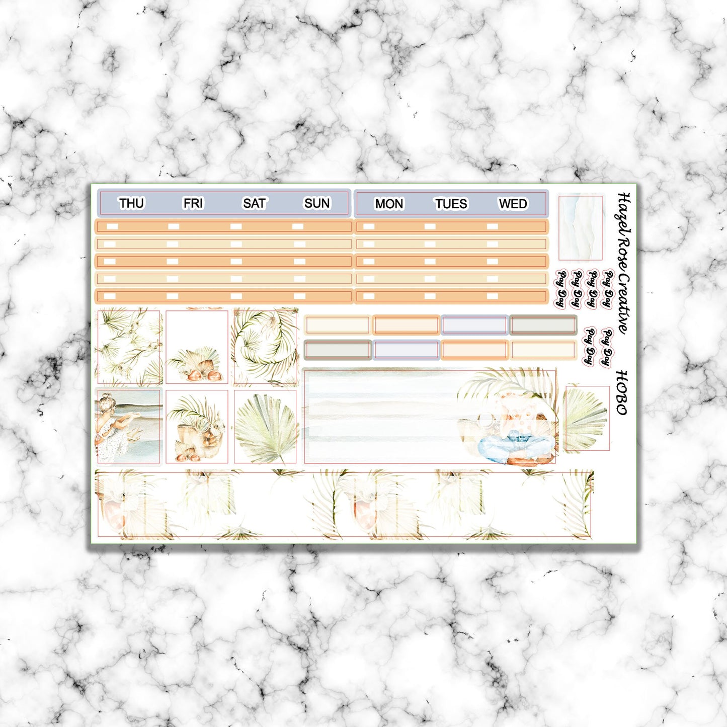Hobo Weeks Monthly View Sticker Kit - Summer Style