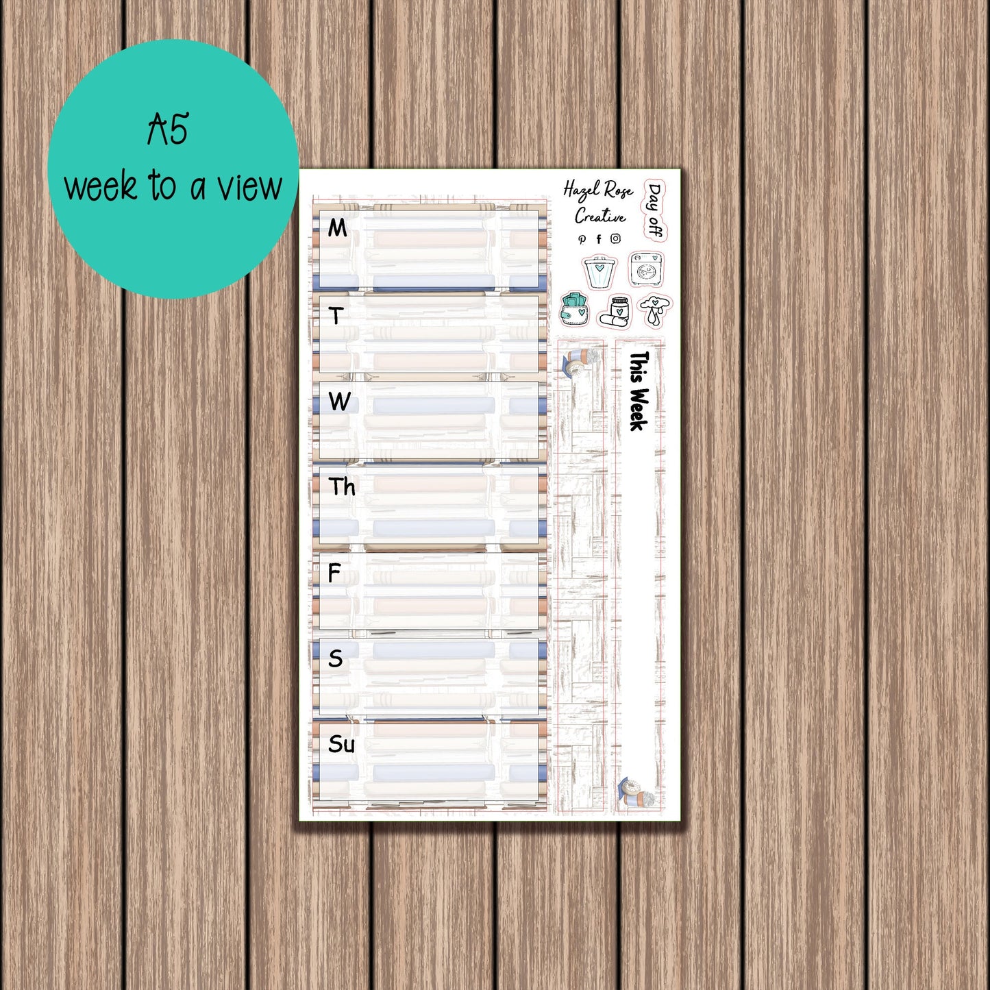 A5 Week to a view - Books & Coffee