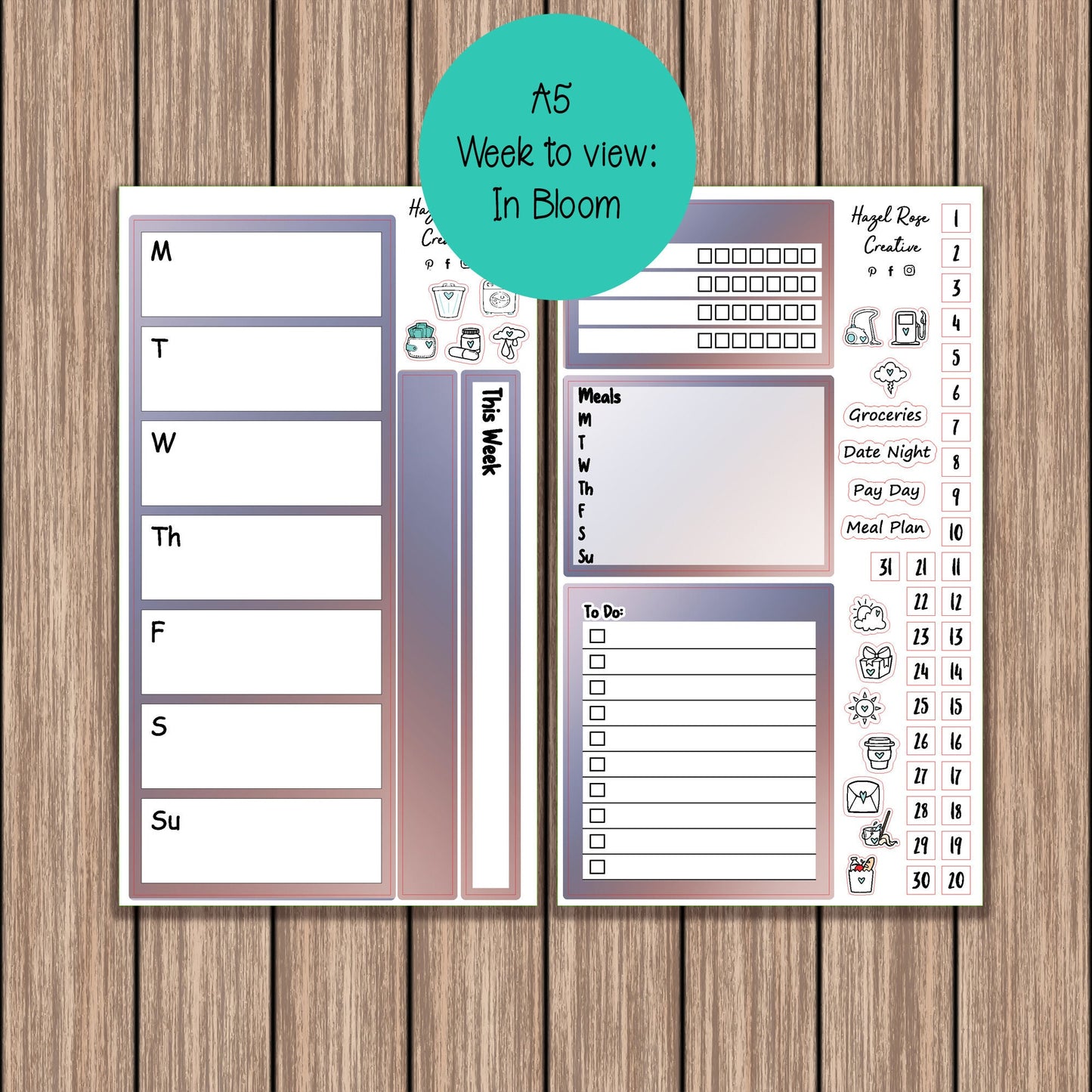 A5 Week to a view - In Bloom options